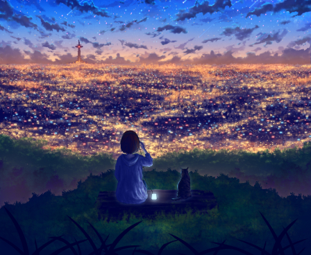 Anime Girl At Hilltop Seeing Cityscape 8k, HD Anime, 4k Wallpapers, Images,  Backgrounds, Photos and Pictures