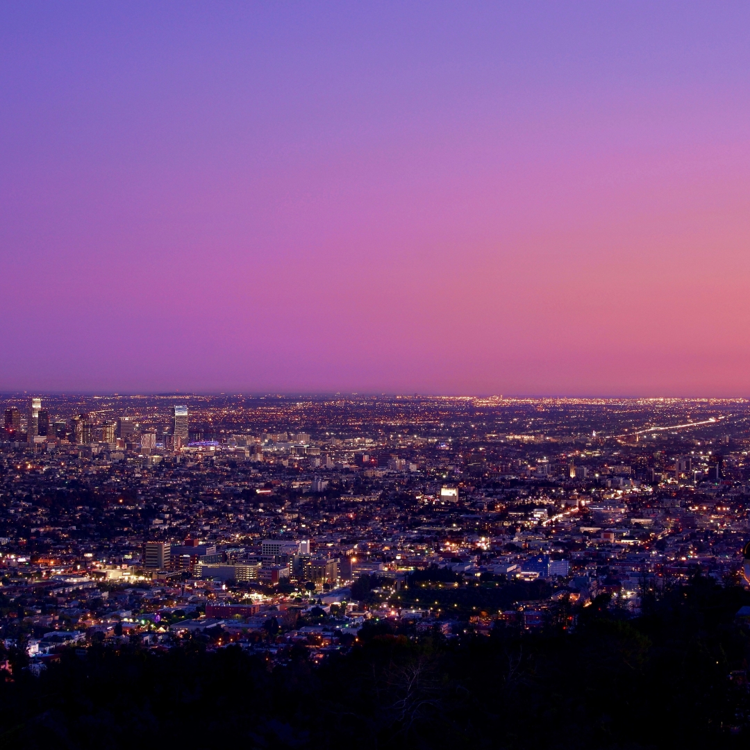 1080x1080 Los Angeles at Night Pink Sky 1080x1080 Resolution Wallpaper ...