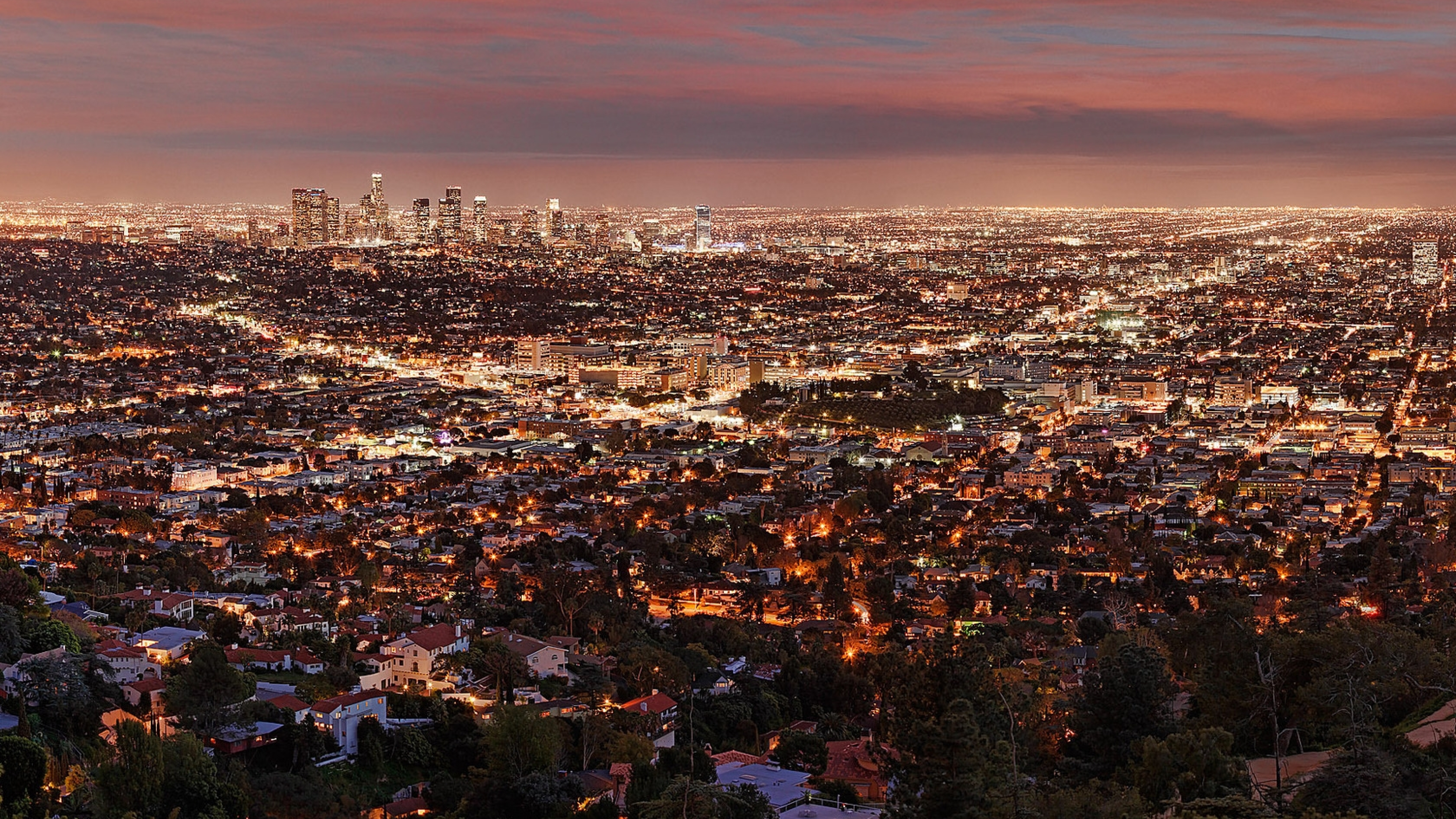 5120x2880 los angeles, night, view from above 5K Wallpaper, HD City 4K