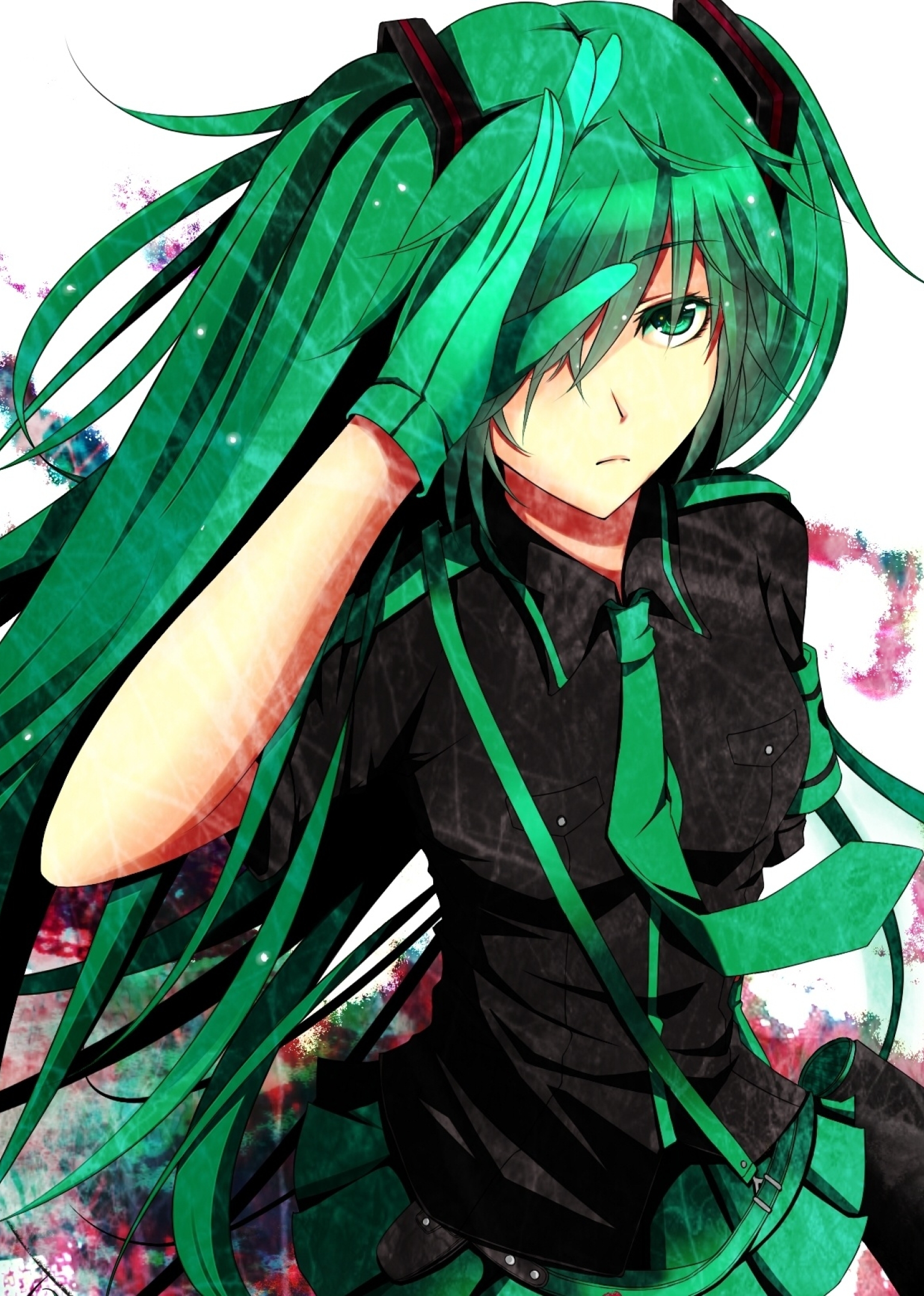 Хатсуне Мику с зелеными волосами