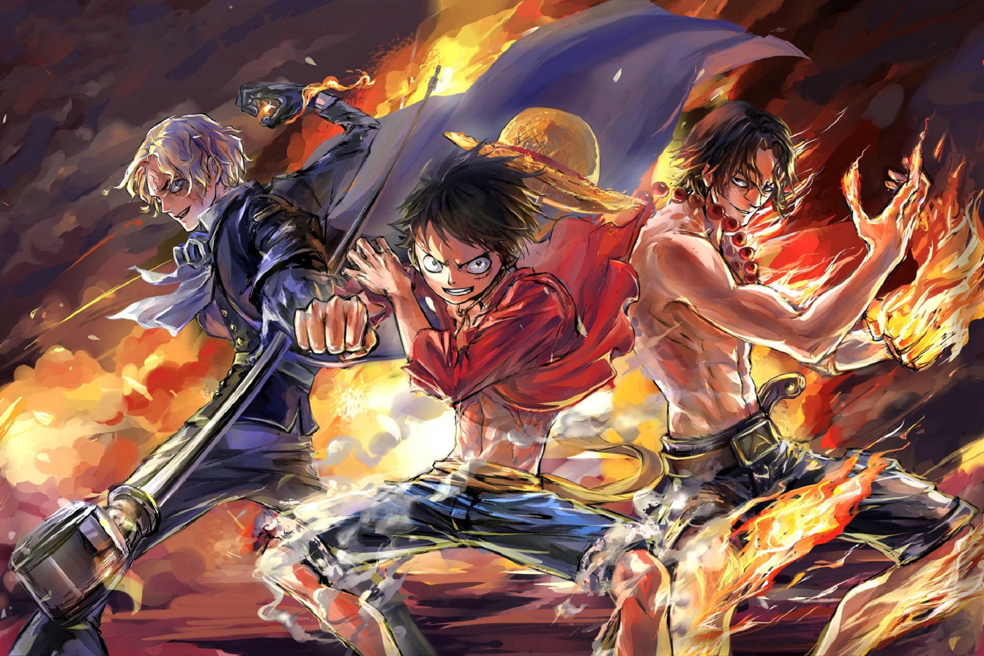 Luffy, Ace and Sabo One Piece Team Wallpaper, HD Anime 4K Wallpapers, Images, Photos and Background