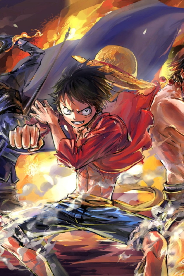 640x960 Luffy, Ace and Sabo One Piece Team iPhone 4, iPhone 4S