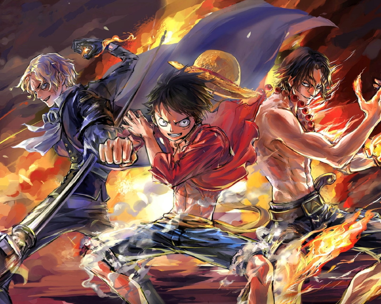 1280x1024 Resolution Luffy, Ace and Sabo One Piece Team 1280x1024 ...