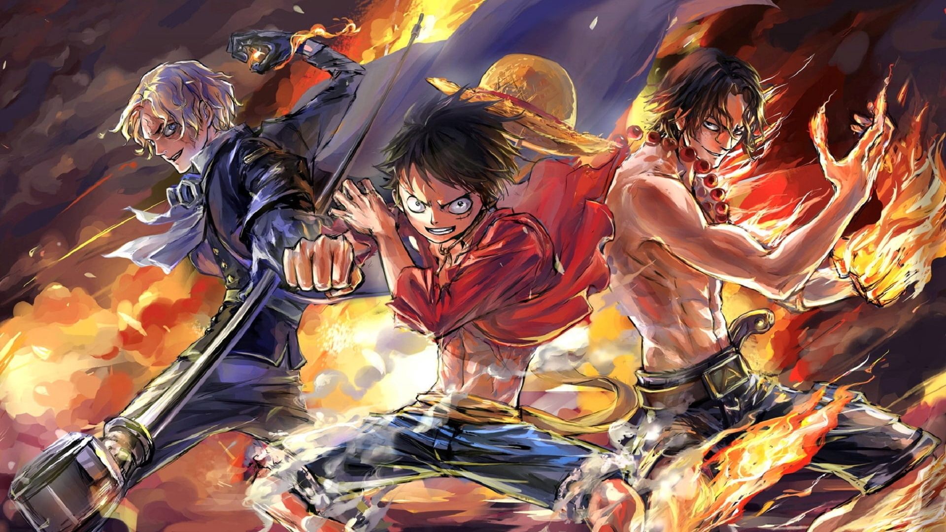 1920x1080 Luffy, Ace and Sabo One Piece Team 1080P Laptop Full HD Wallpaper,  HD Anime 4K Wallpapers, Images, Photos and Background - Wallpapers Den
