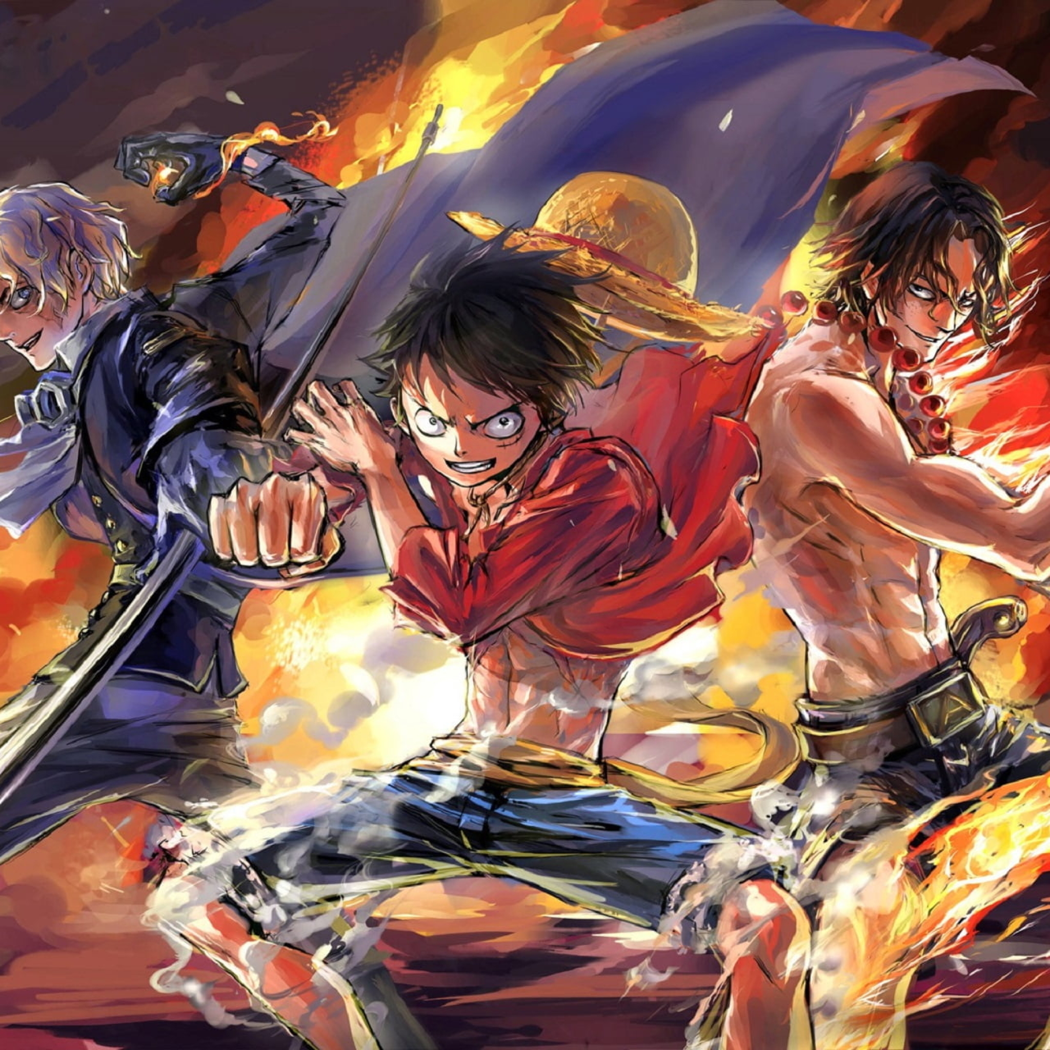 2048X2048 Resolution Luffy, Ace And Sabo One Piece Team Ipad Air