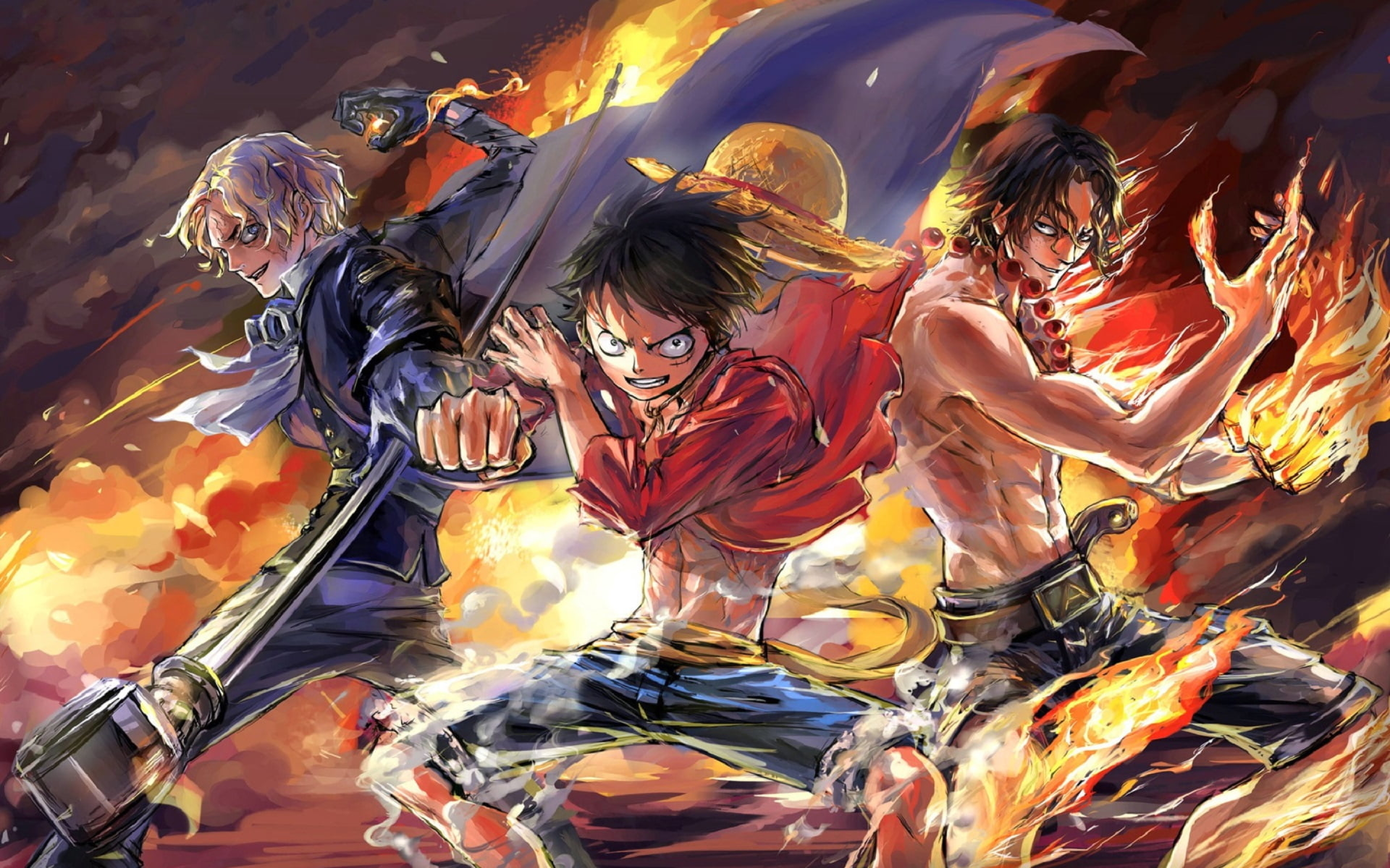 2880X1800 Luffy, Ace And Sabo One Piece Team Macbook Pro Retina Wallpaper,  Hd Anime 4K Wallpapers, Images, Photos And Background - Wallpapers Den