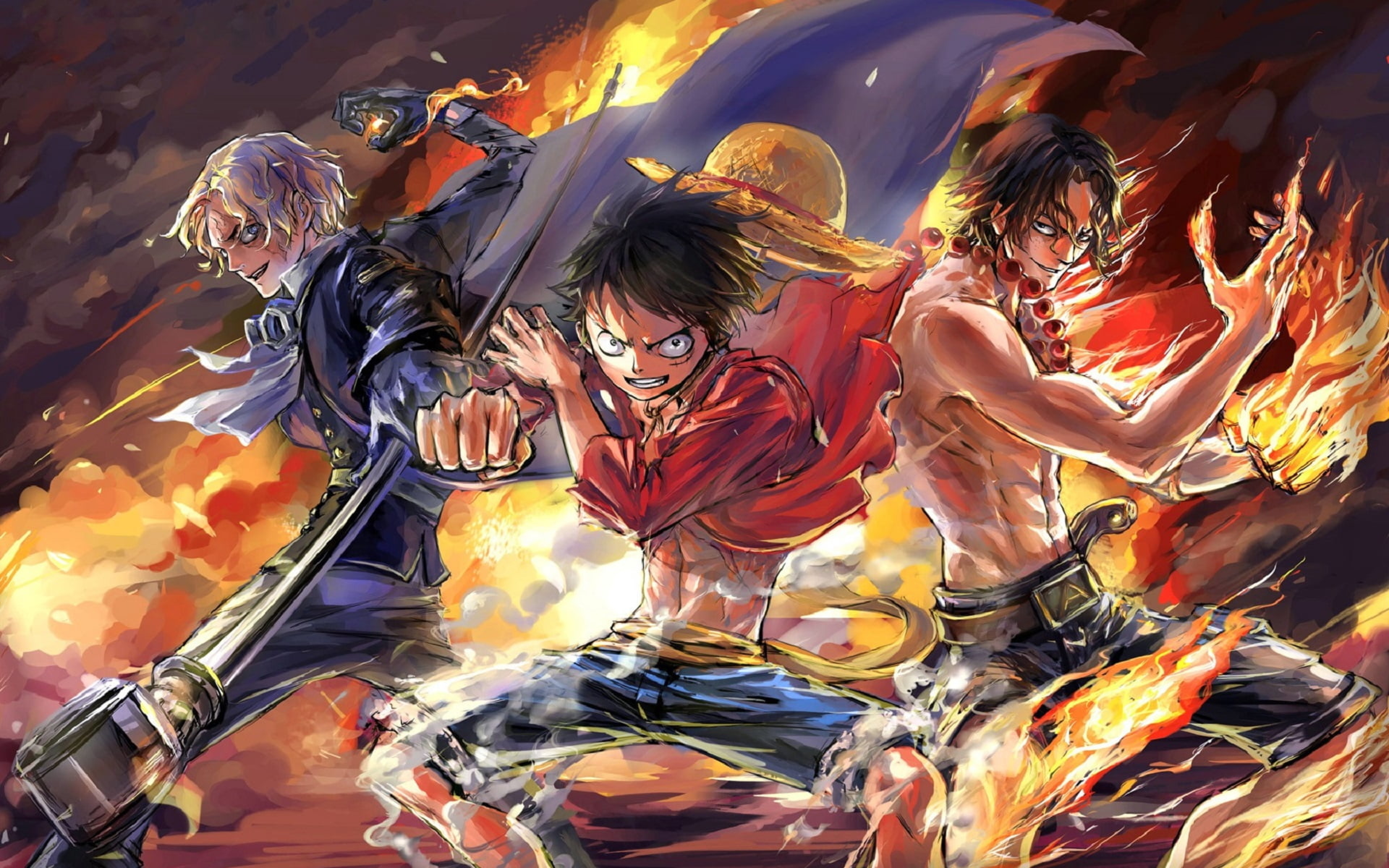 3840X2400 Resolution Luffy, Ace And Sabo One Piece Team Uhd 4K