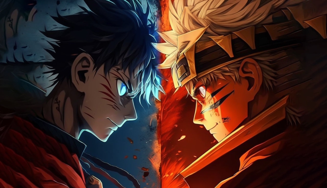 1336x768 Resolution Luffy Vs Naruto Fight Art HD Laptop Wallpaper ...