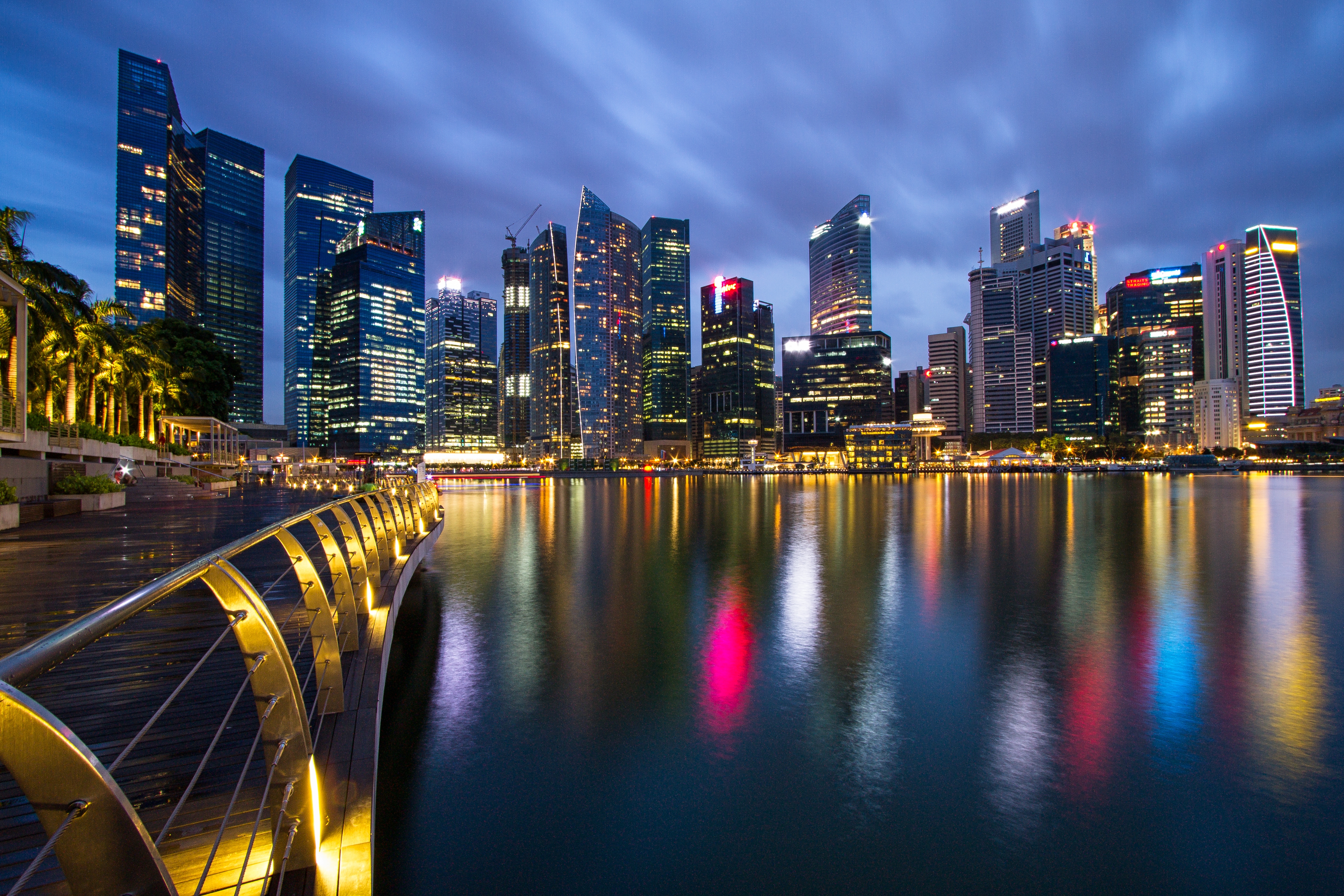 Ночь страны архитектура Сингапур озеро скачать