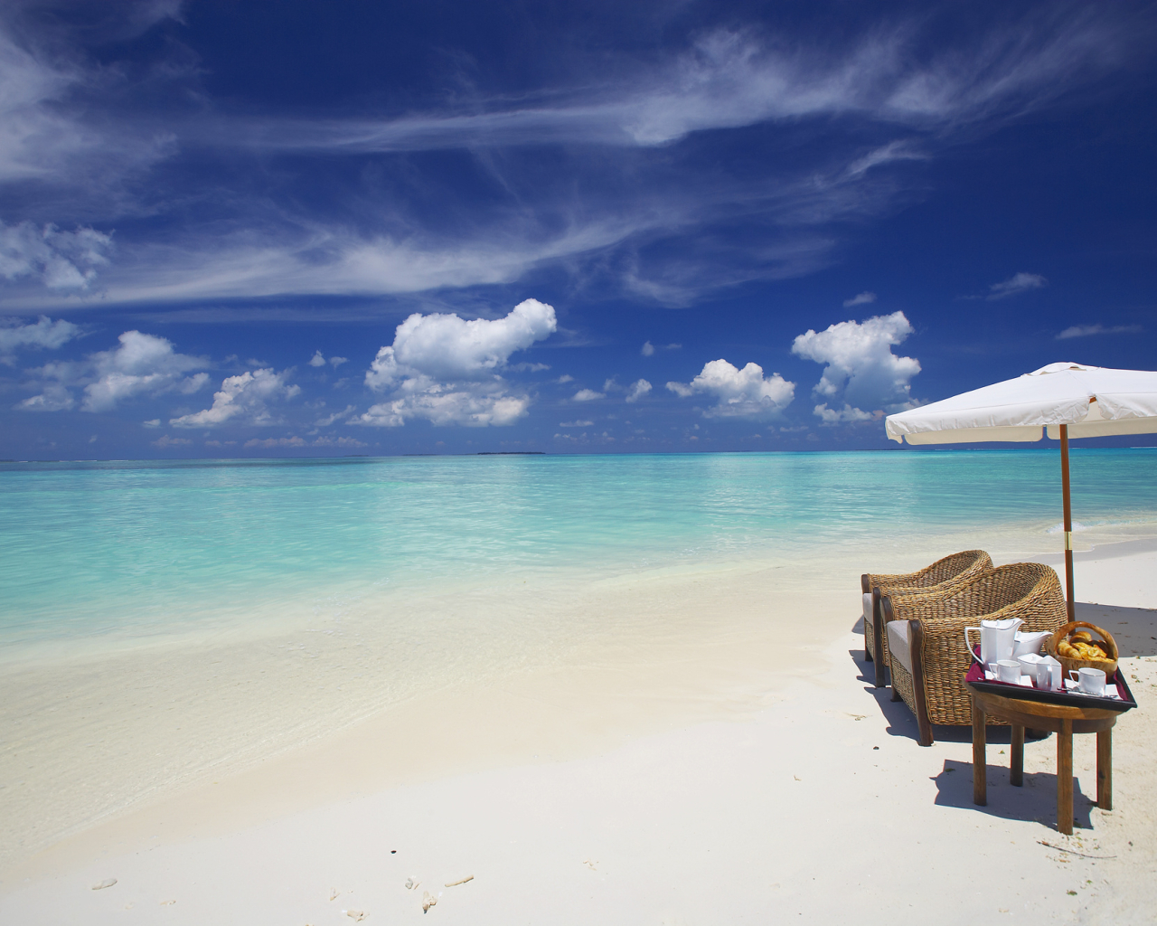 Maldives, Ocean, Beach, Full HD 2K Wallpaper