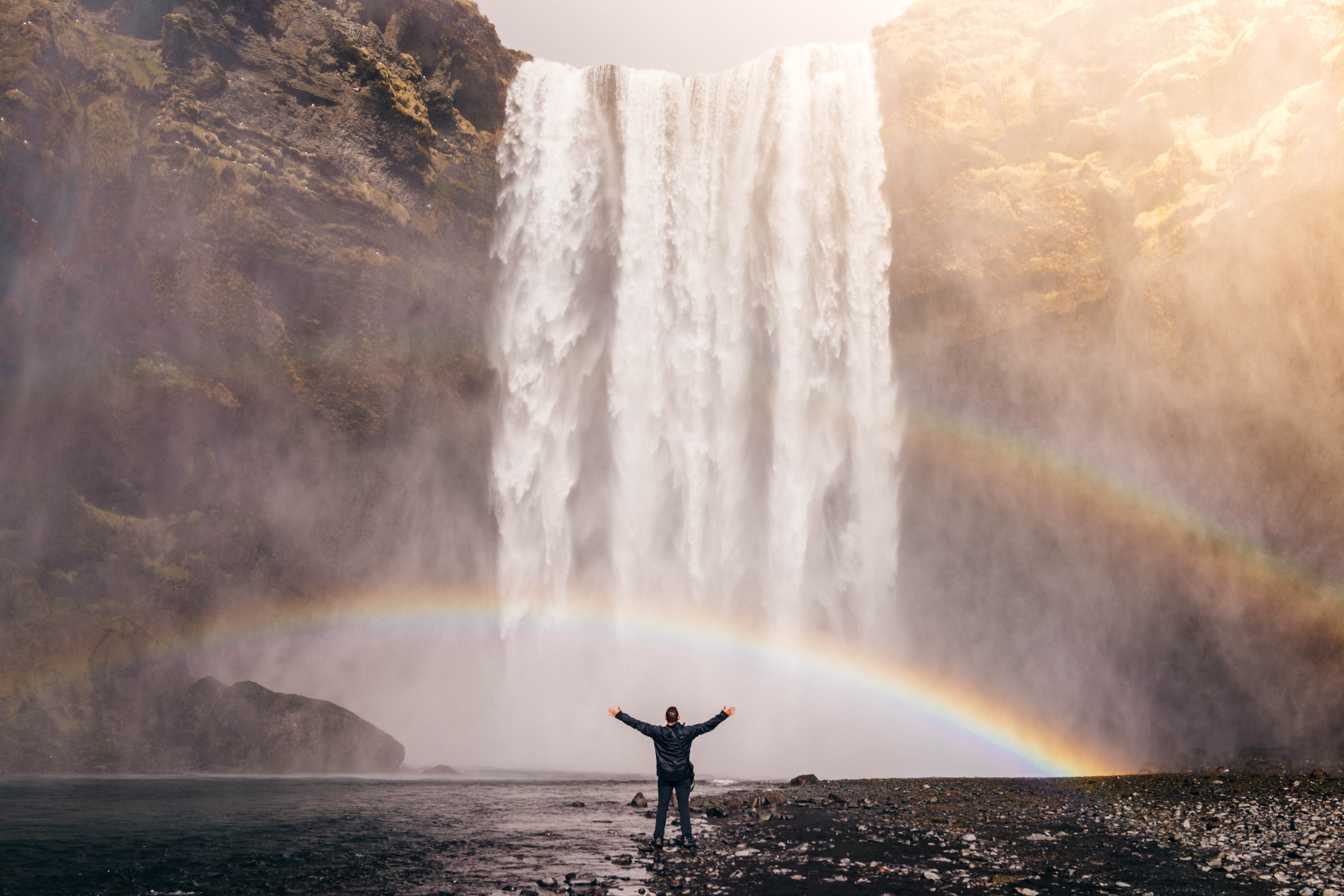 man, rainbow, waterfall Wallpaper, HD Nature 4K Wallpapers, Images, Photos  and Background - Wallpapers Den