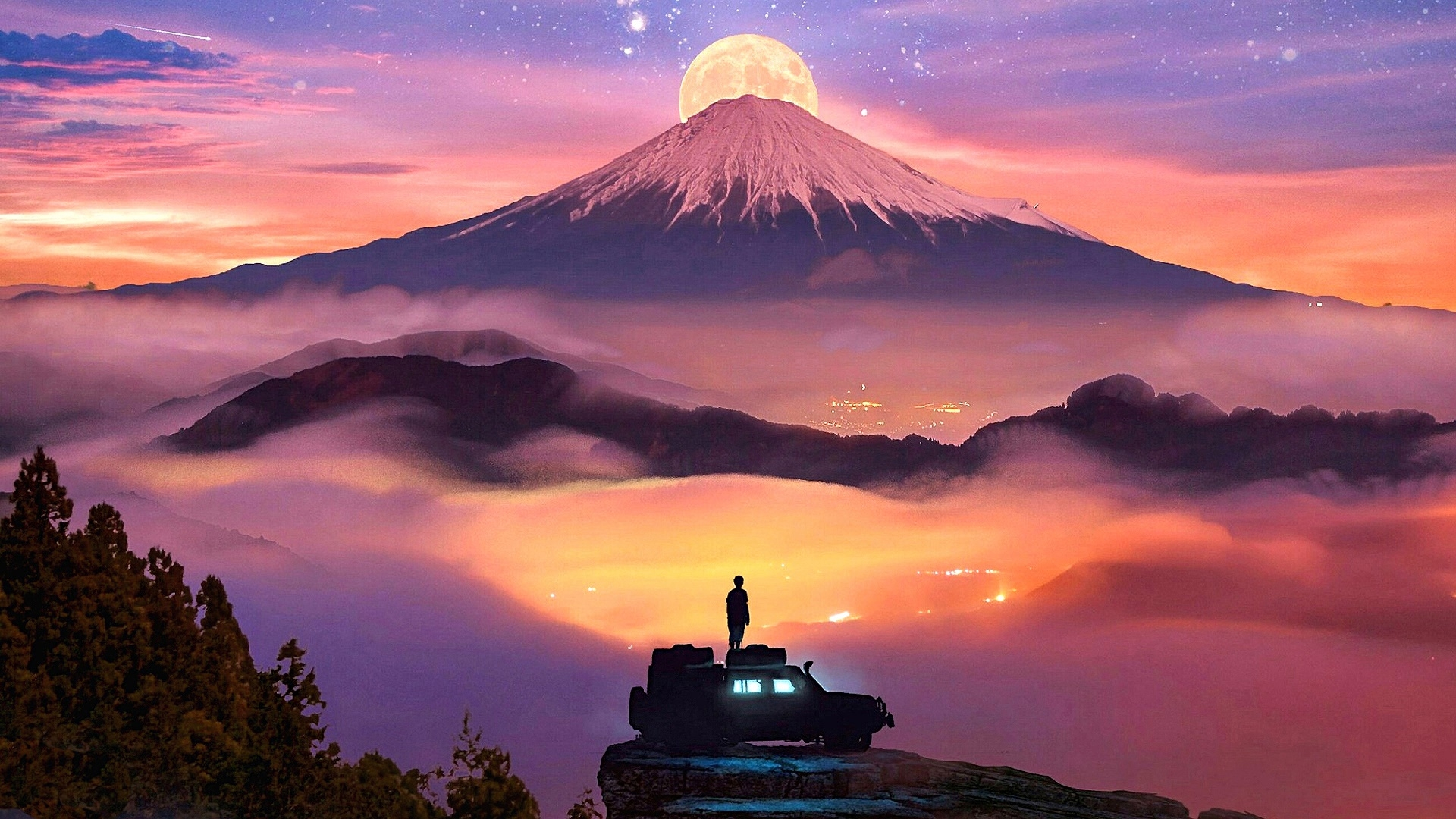 Mount fuji purple wallpaper engine. Гора Фудзи аниме. Гора Фудзи с луной. Гора Фудзи и звезды. Гора Фудзи арт.