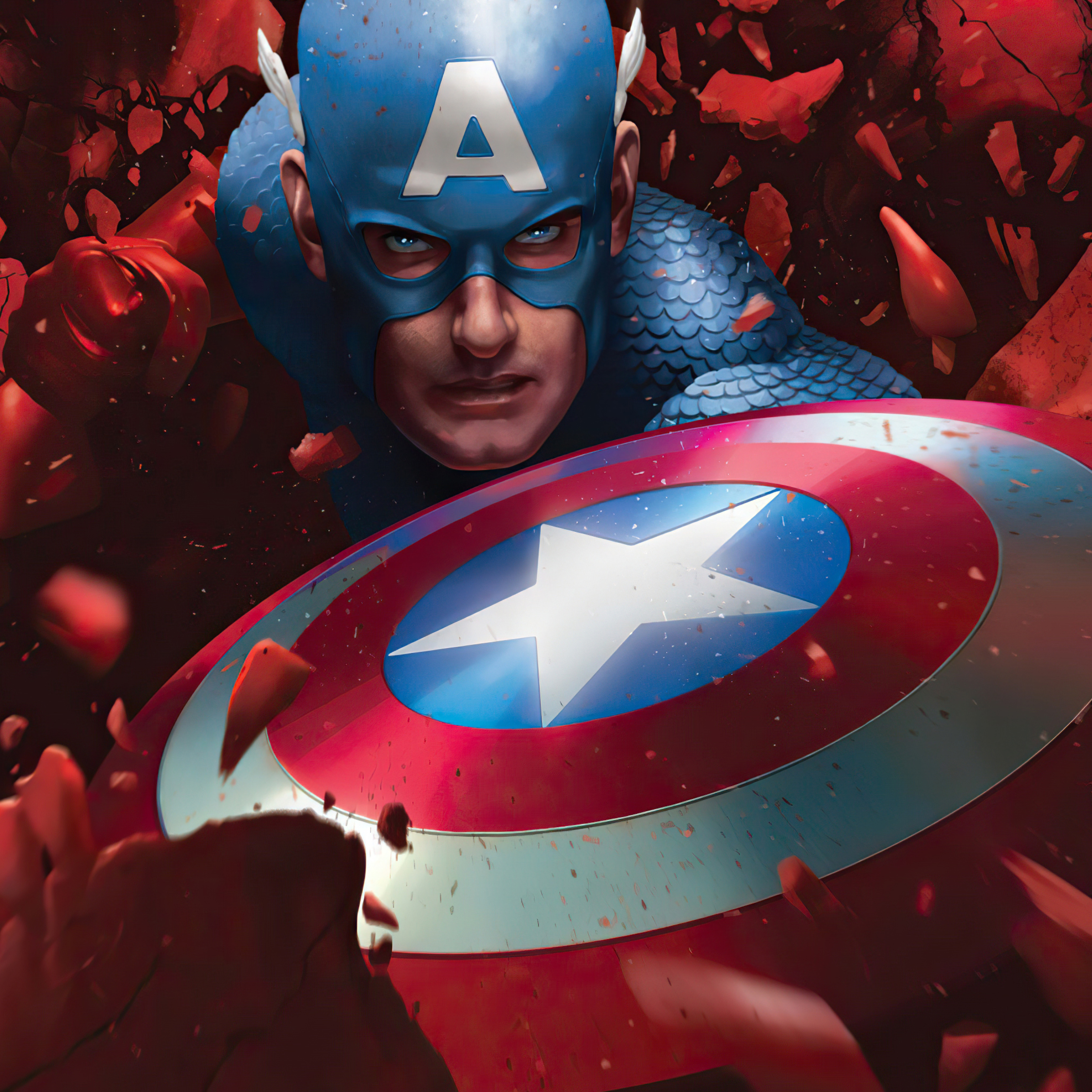 2932x2932 Marvel's Captain America 4K Art Ipad Pro Retina Display Wall...
