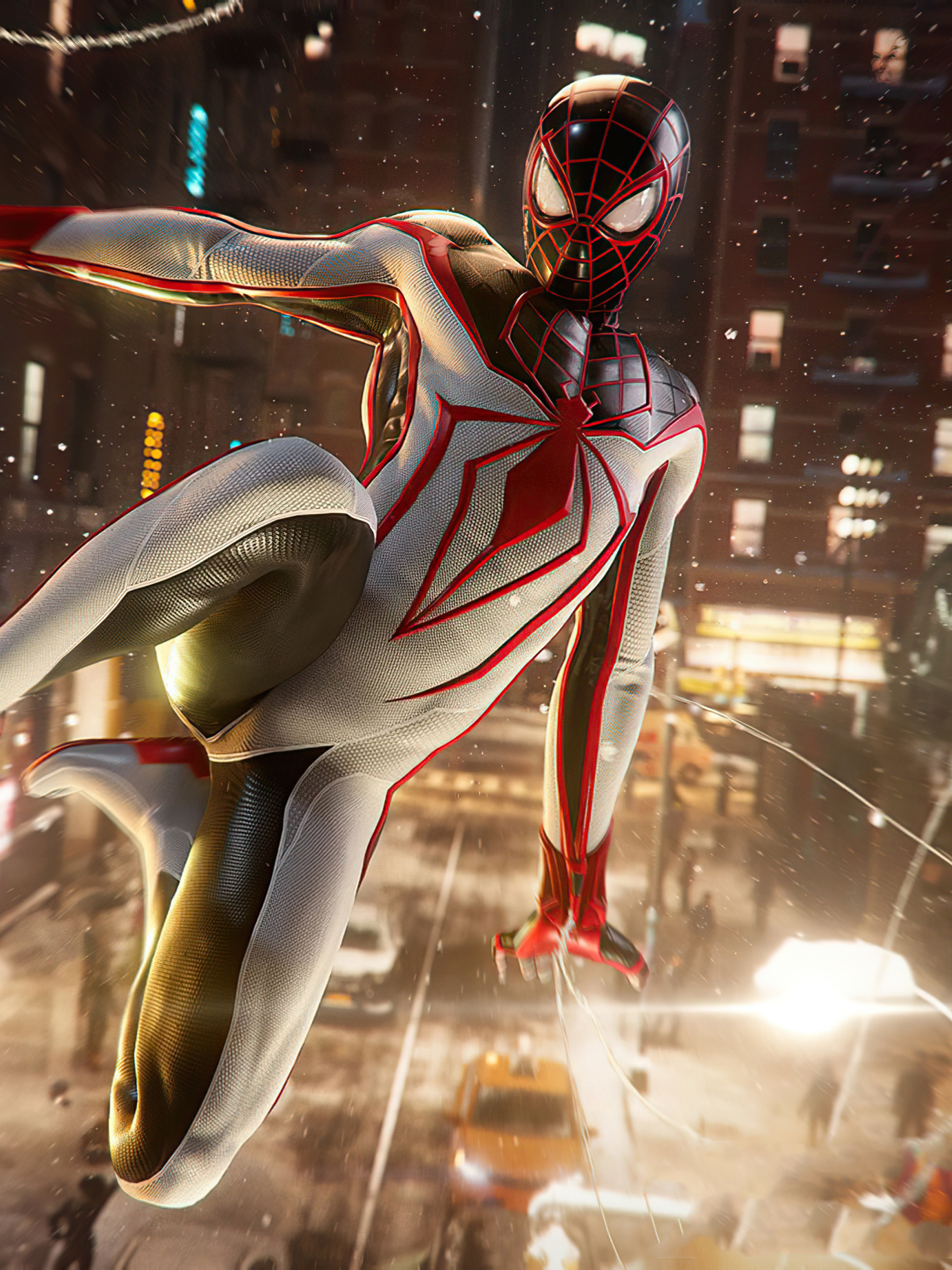 2048x2732 Resolution Marvels Spiderman Miles Morales White Suit 2048x2732  Resolution Wallpaper - Wallpapers Den