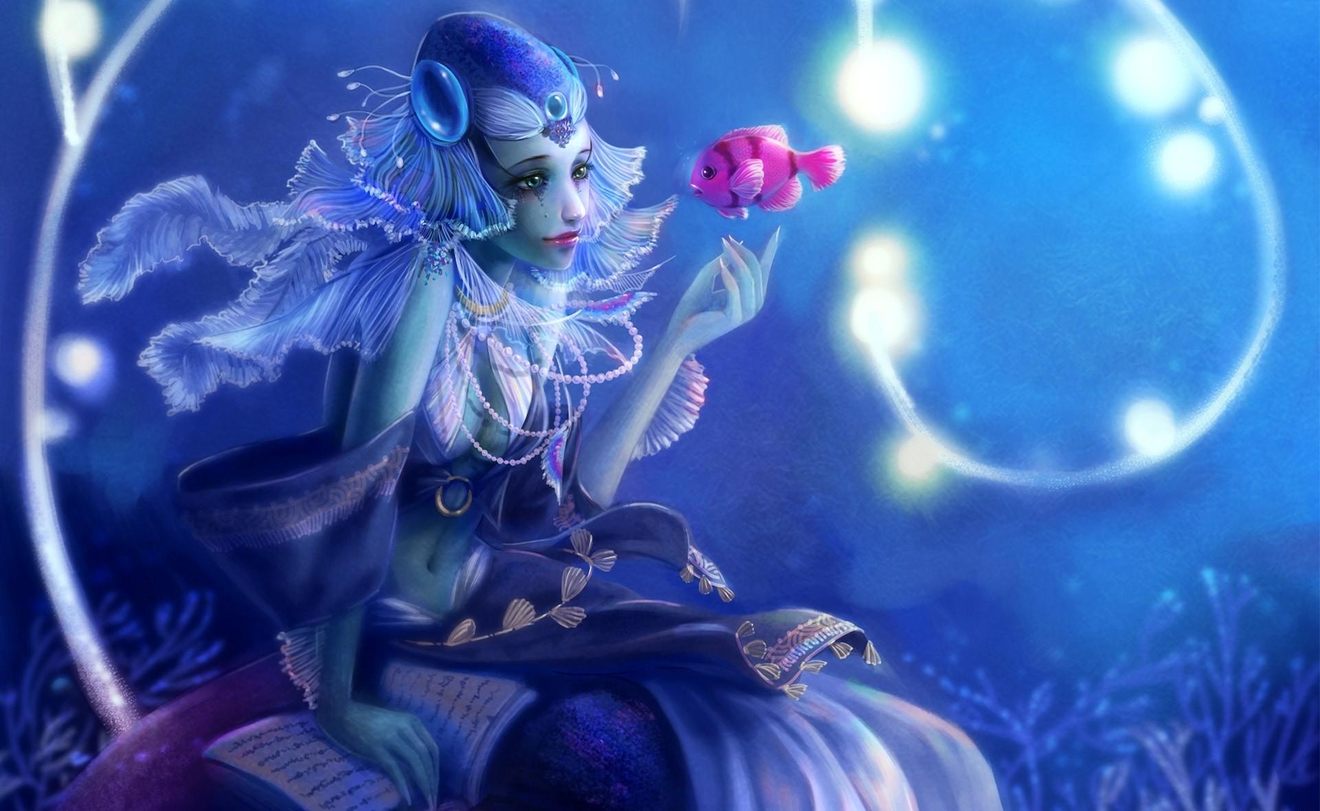 mermaid, ornaments, water Wallpaper, HD Fantasy 4K Wallpapers, Images