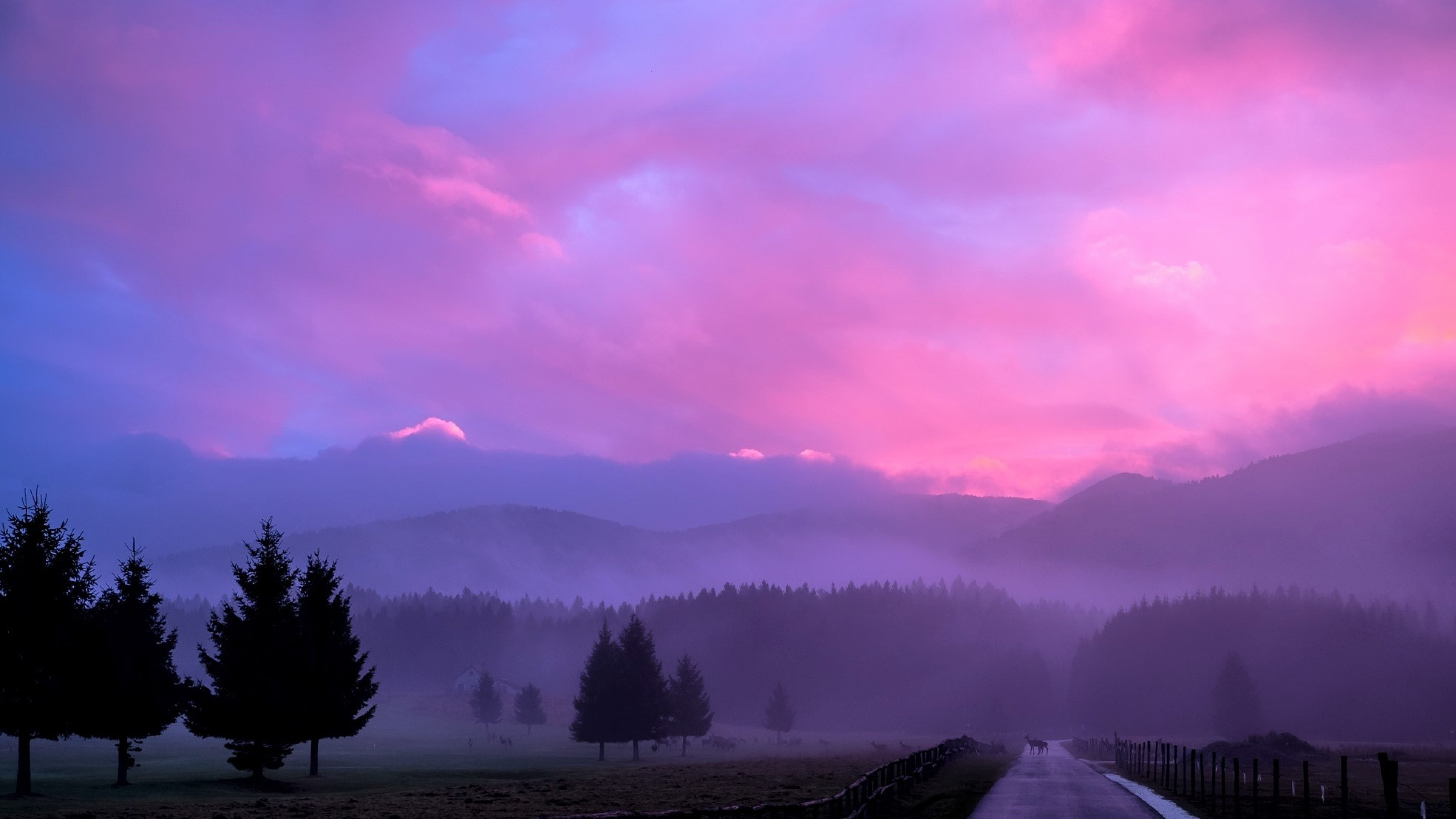 3840x2160 Misty Pink Sunset 4K Wallpaper, HD Nature 4K Wallpapers