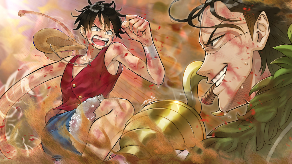 1024x576 Monkey D. Luffy & Crocodile HD One Piece Art Poster 1024x576