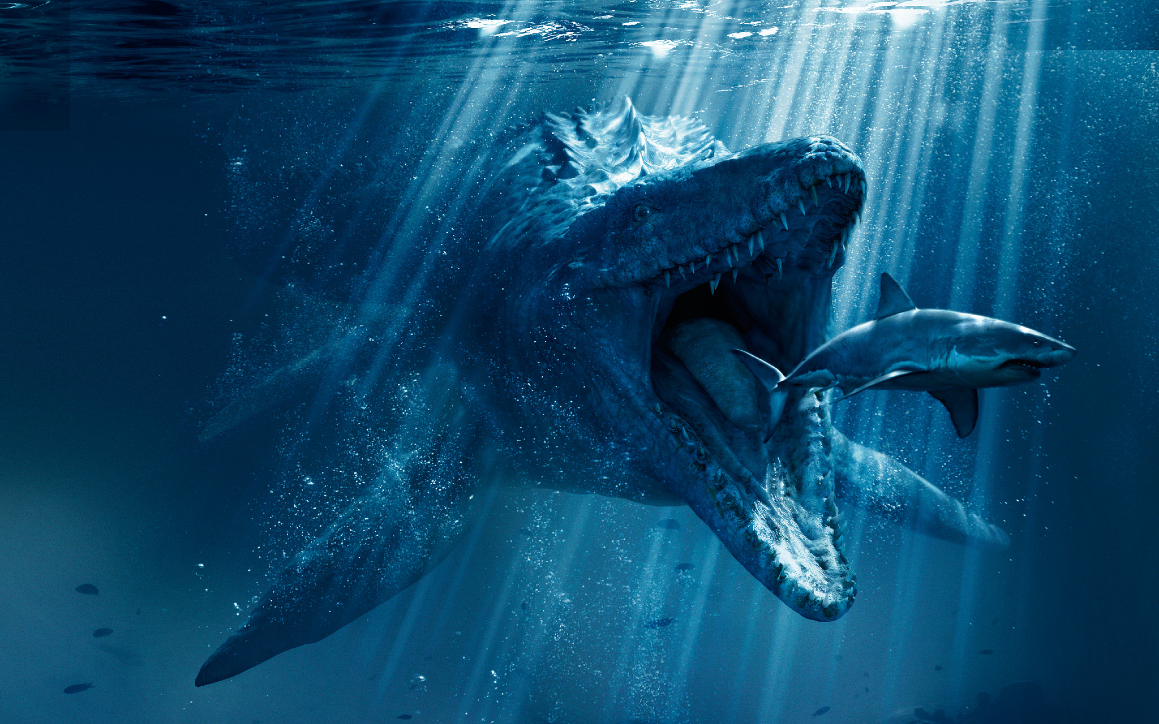 3840x2400 Mosasaurus Shark Snack Poster From Jurassic World 2018 UHD 4K
