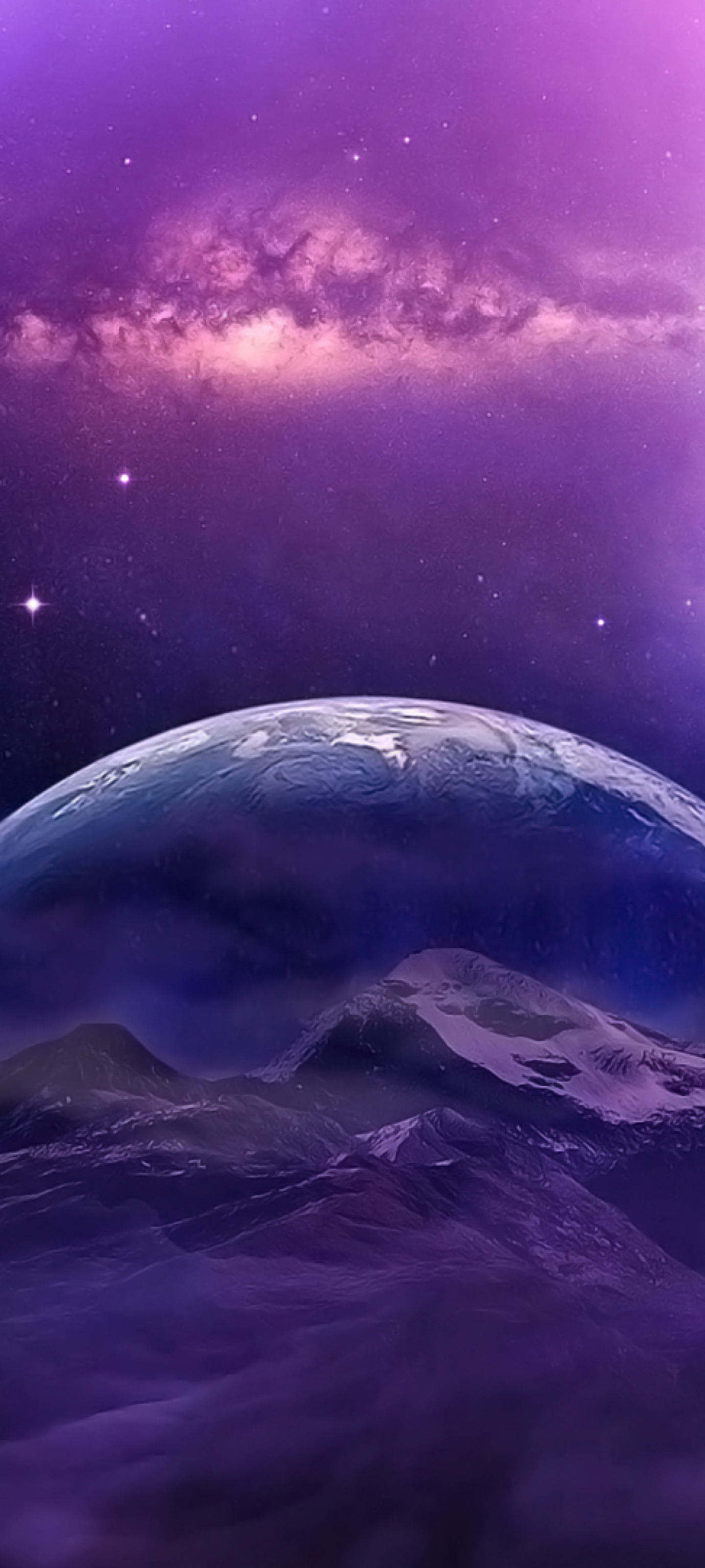 1440x3200 Mountains And Cosmo Planets 1440x3200 Resolution Wallpaper