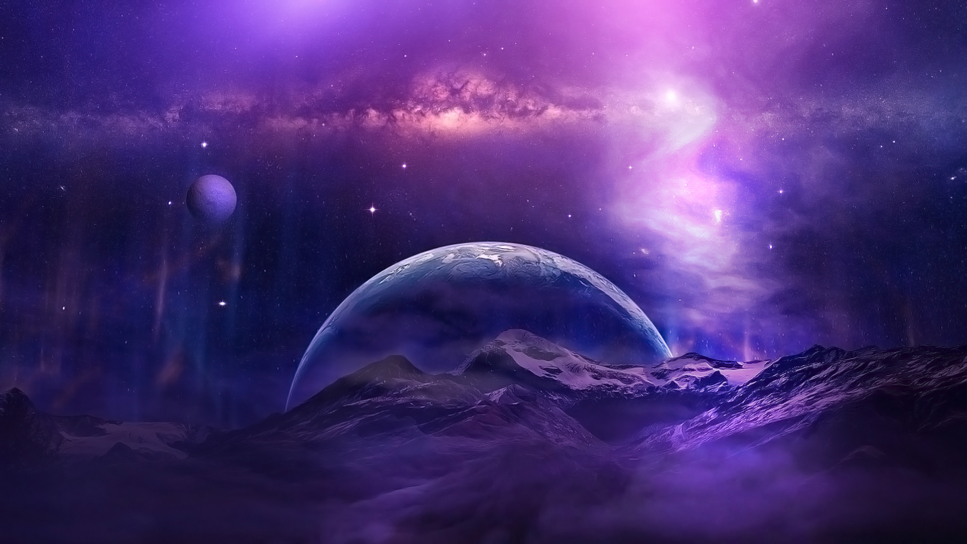 Purple Cosmic Wallpaper Space Render Planet Moon Hd Wallpaper My Xxx Hot Girl 6472