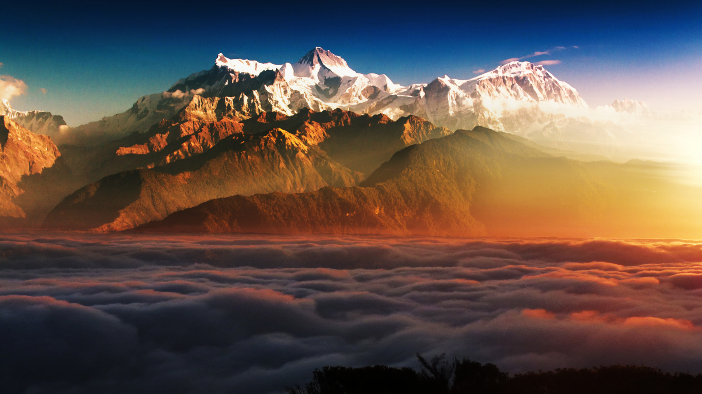 1366x768 Mountains In Clouds 1366x768 Resolution Wallpaper, HD Nature