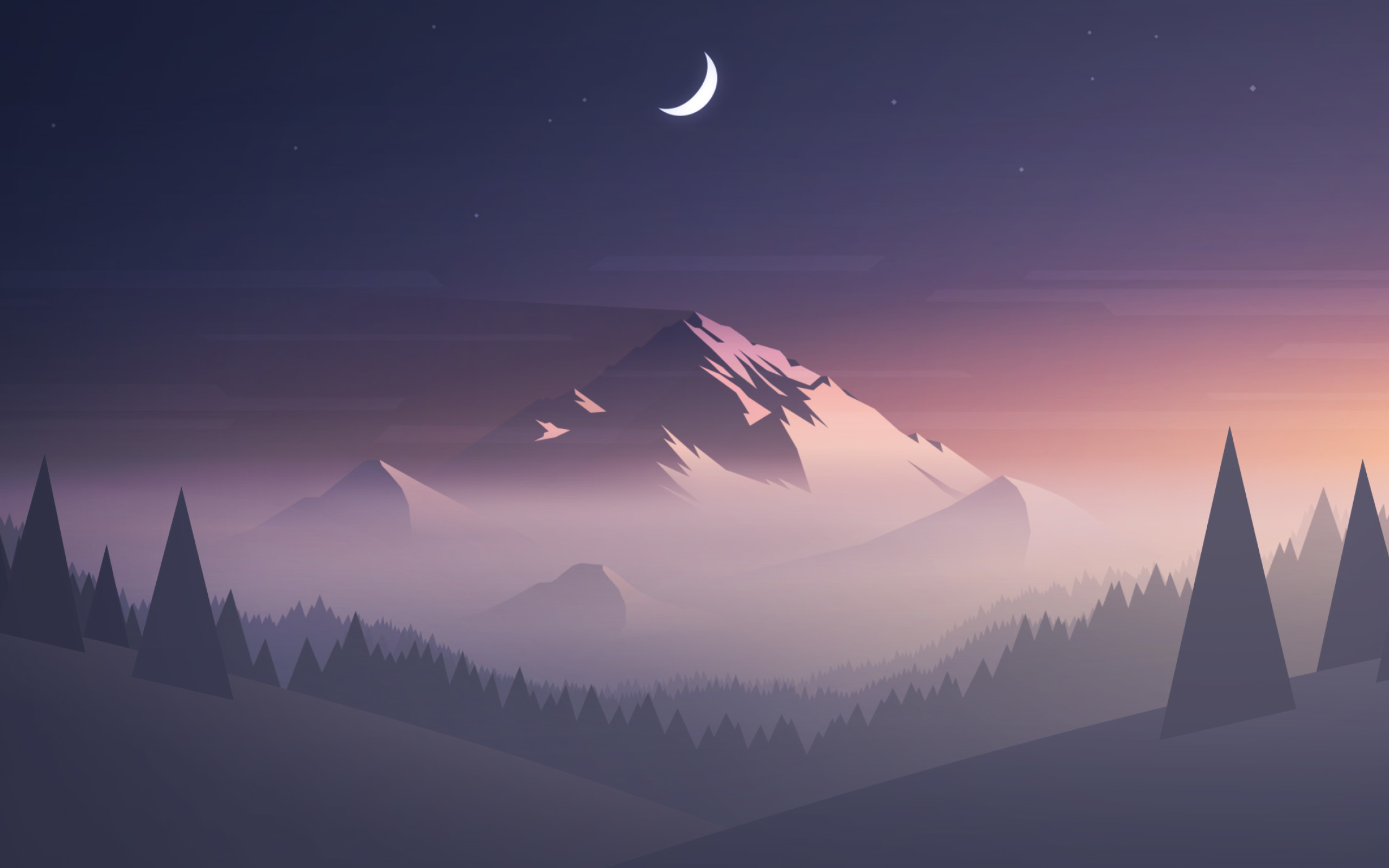 2560x1600 Mountains Moon Trees Minimal 2560x1600 Resolution Wallpaper Hd Minimalist 4k Wallpapers Images Photos And Background