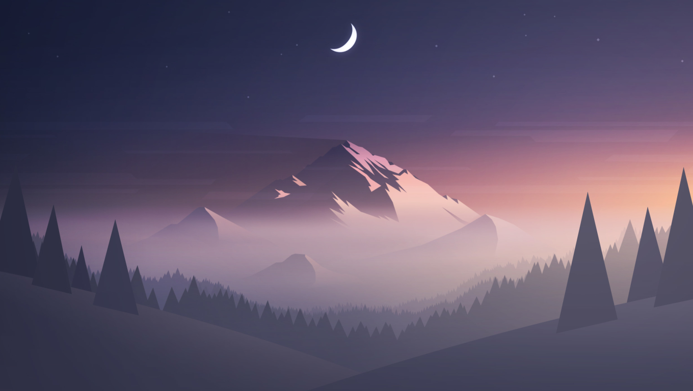 1360x768 Mountains Moon Trees Minimal Desktop Laptop HD Wallpaper, HD  Minimalist 4K Wallpapers, Images, Photos and Background - Wallpapers Den