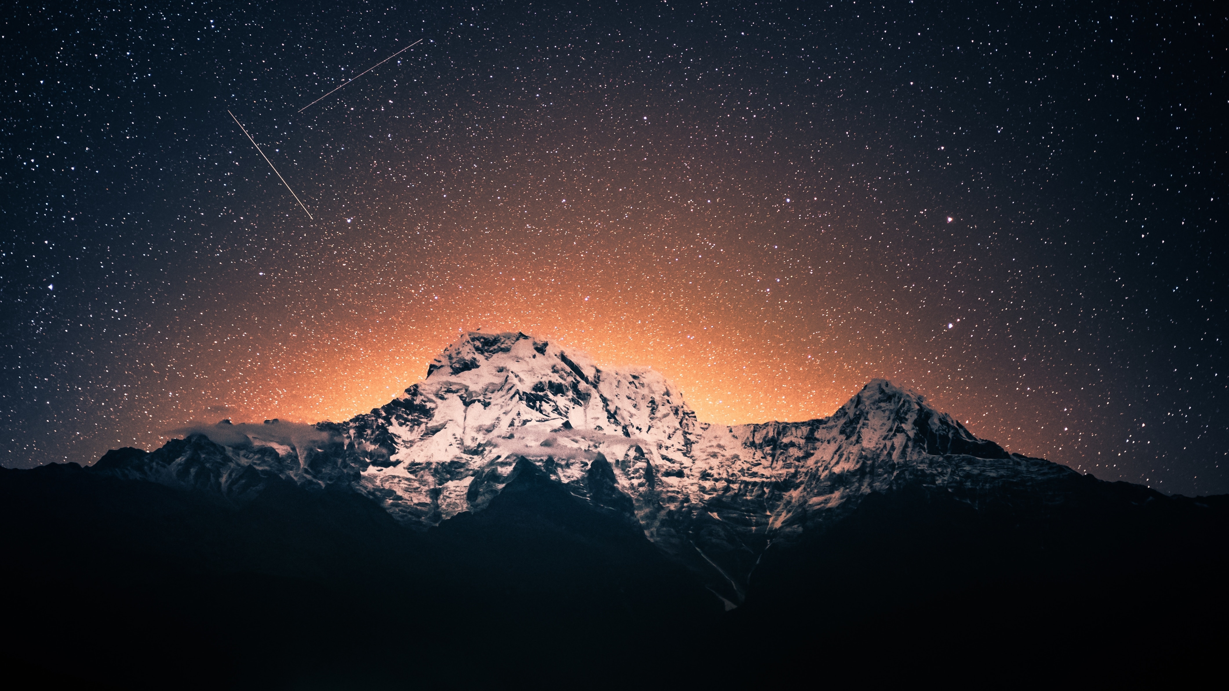 Mountains Night View in Ghandruk Nepal (5120x2880) Resolution Wallpaper