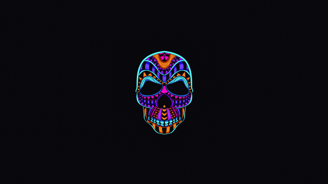 640x360 Resolution Neon Color Minimalist Skull 640x360 Resolution ...