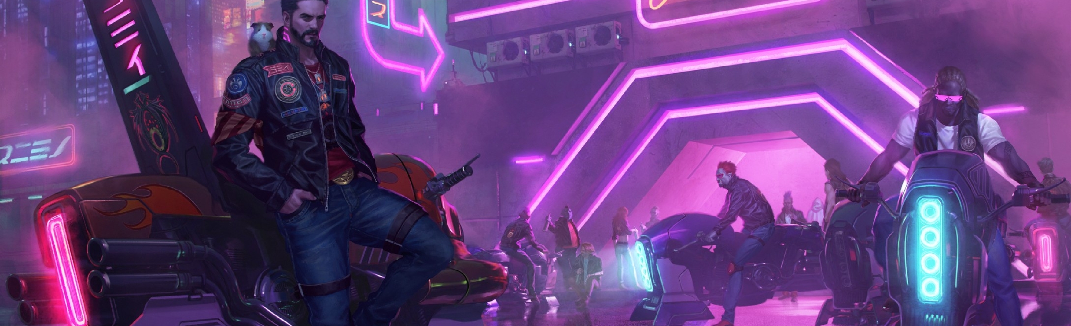 3540x1080 Resolution Neon Future Cyberpunk Male 3540x1080 Resolution