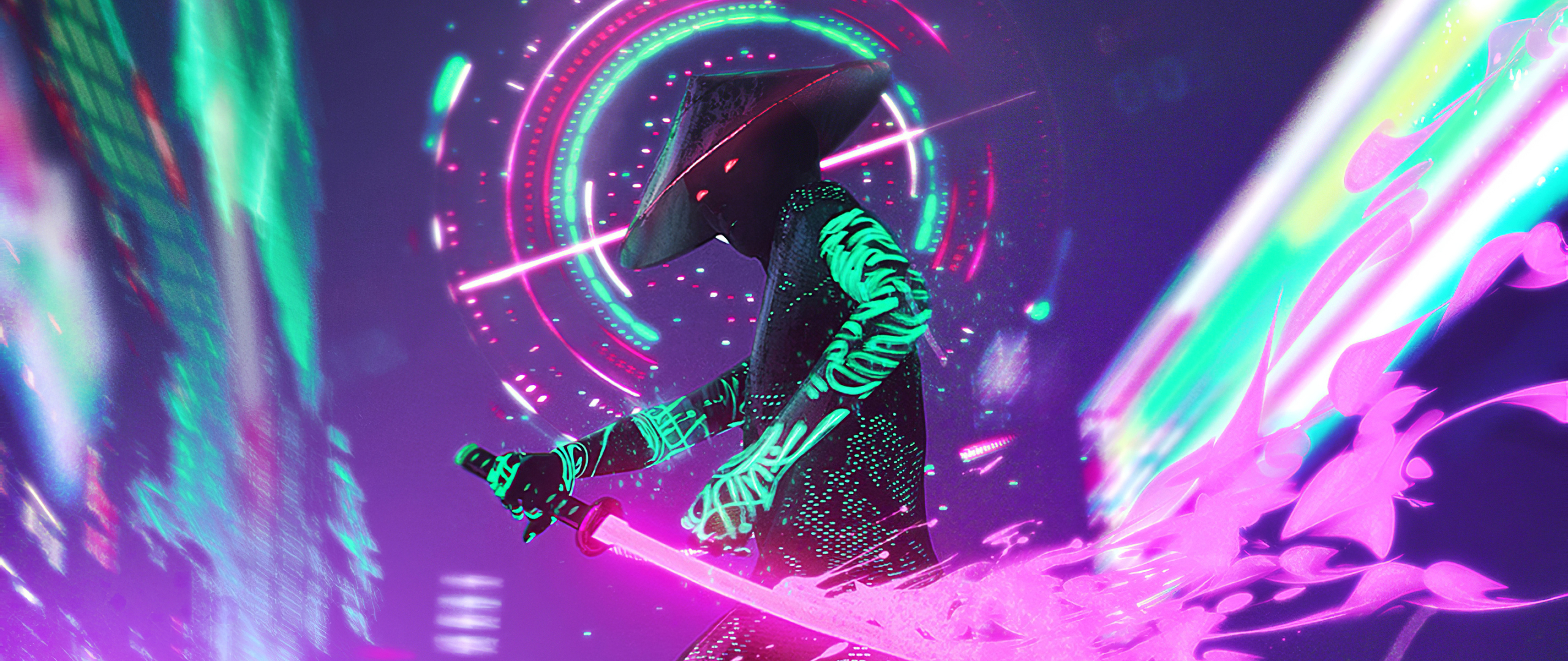 Neon Cyberpunk Samurai