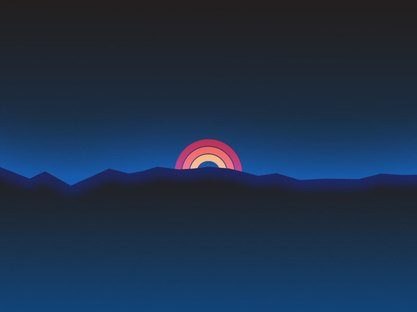 Neon Sunset Rainbow Minimal Retro Style, Full HD 2K Wallpaper