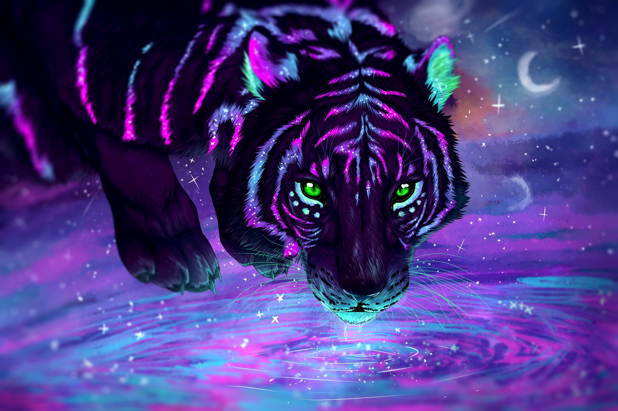 1977x1313 Neon Tiger 1977x1313 Resolution Wallpaper, HD Fantasy 4K ...