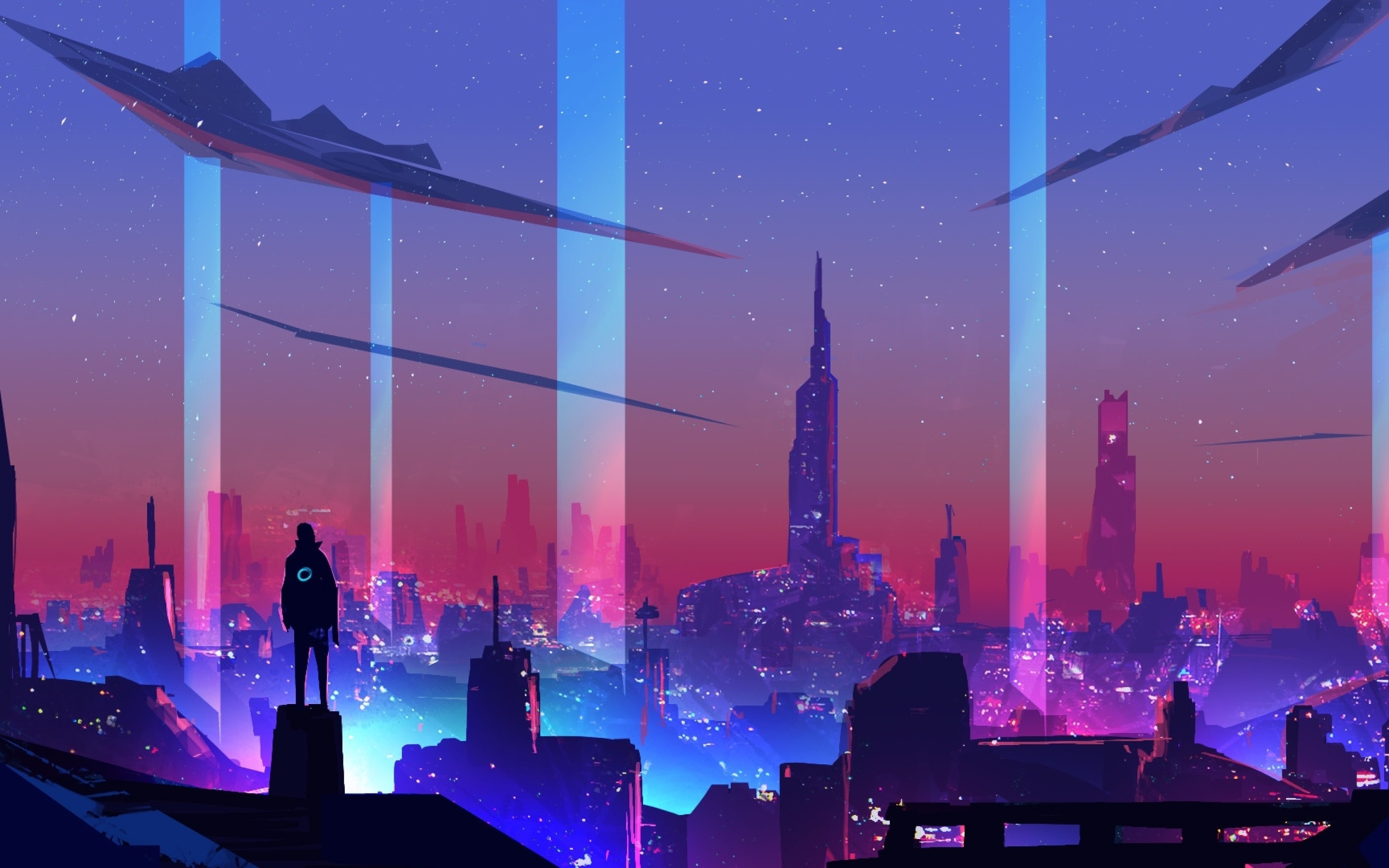 2880x1800 neon wave futuristic city macbook pro retina wallpaper hd artist 4k wallpapers images photos and background