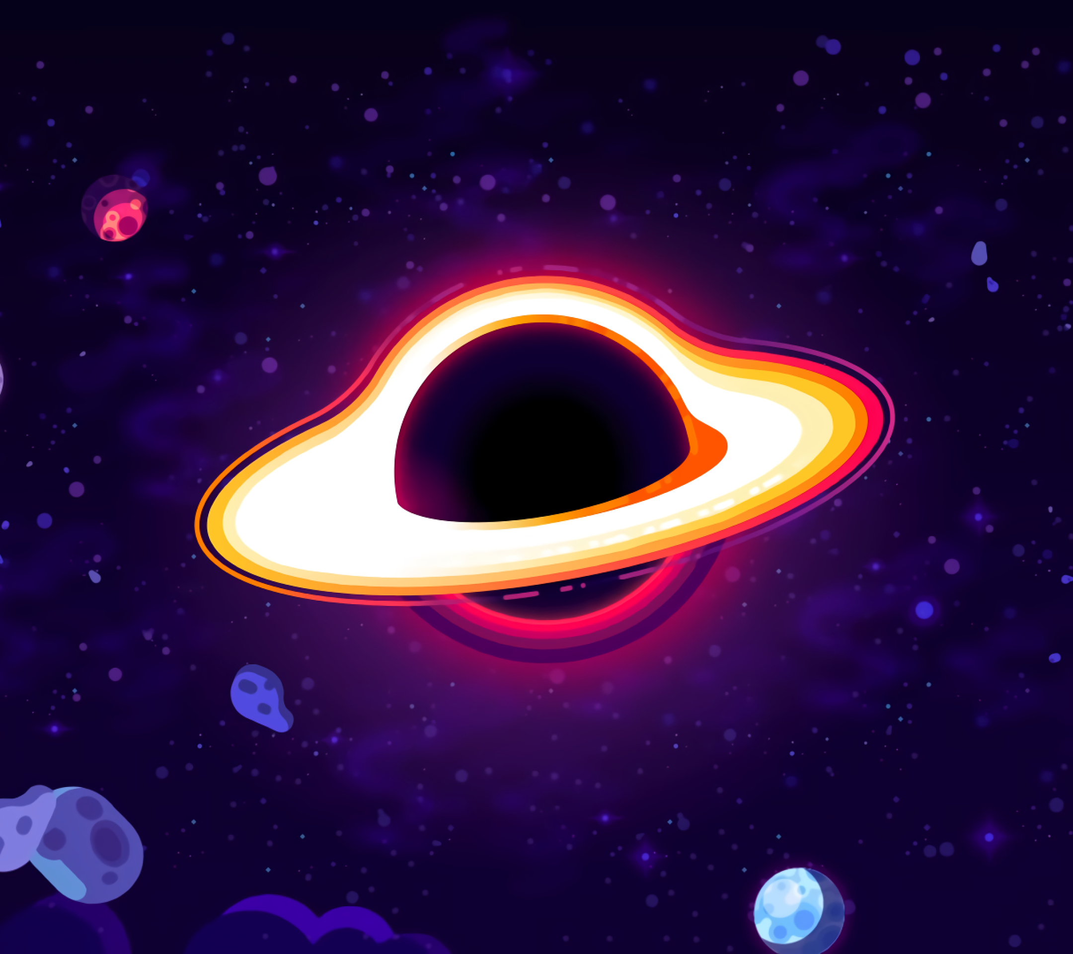 2160x1920 New Kurzgesagt Black Hole Art Minimalist 2160x1920 Resolution ...