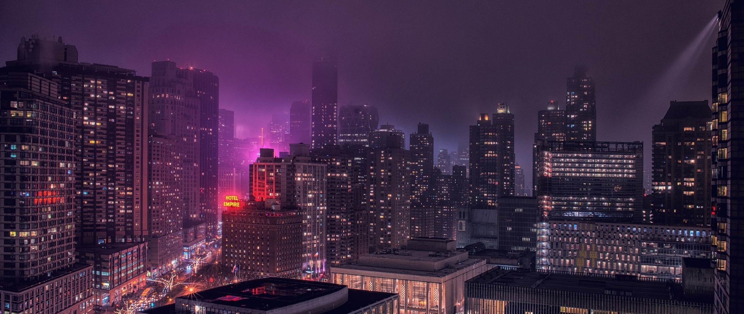 Download Wallpaper 2560x1080 City, Night City, Buildings, Skyscrapers