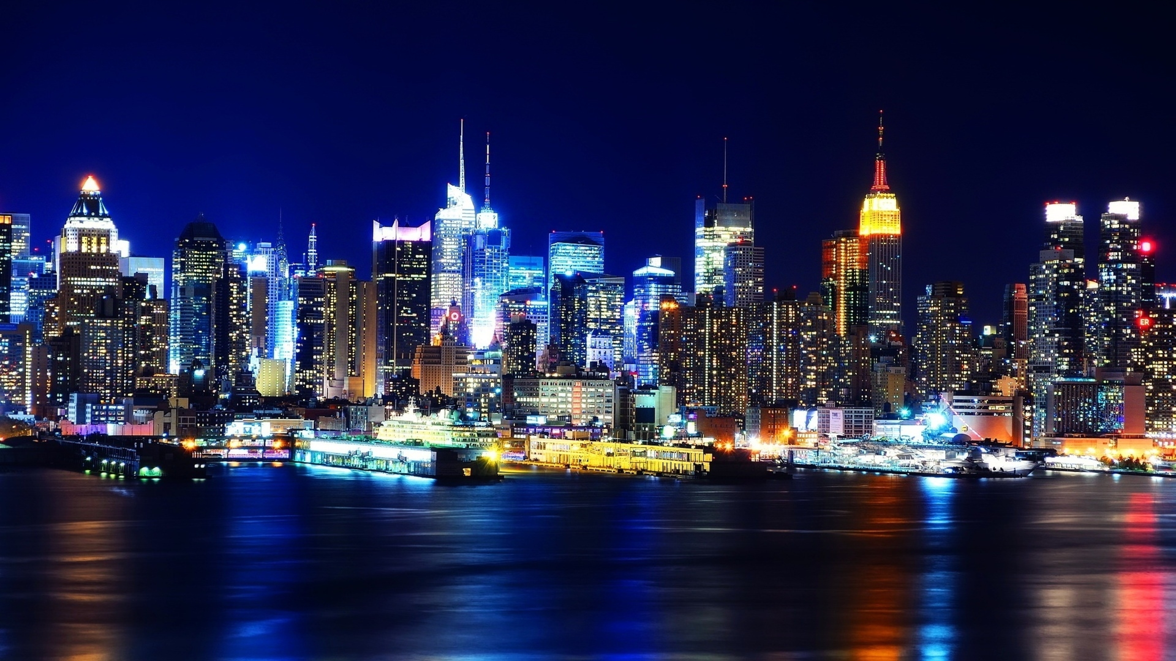 3840x2160 New York Night Lights 4k Wallpaper Hd City 4k Wallpapers Images Photos And Background Wallpapers Den