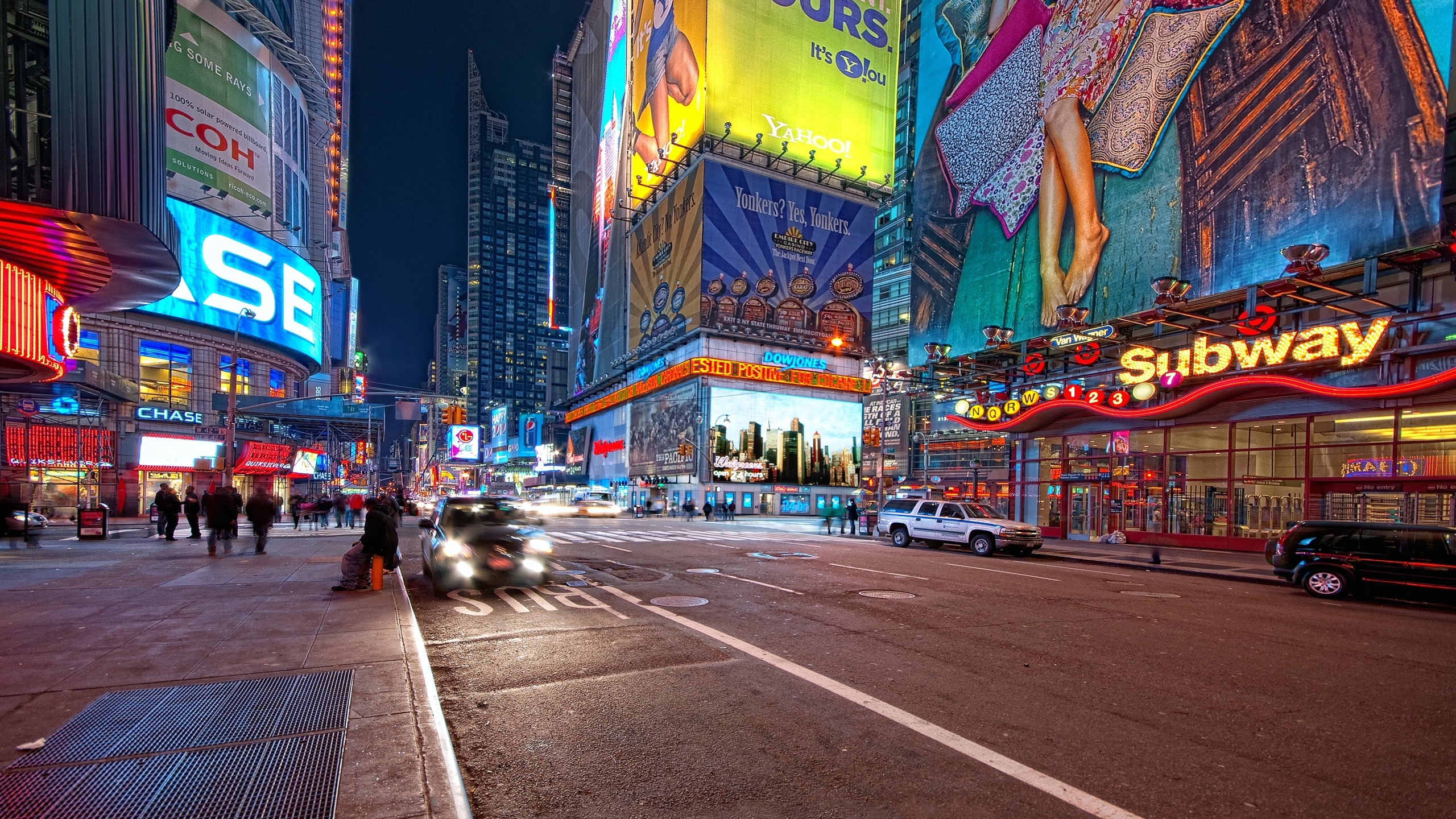 2560x1440 New York Night Street 1440p Resolution Wallpaper Hd