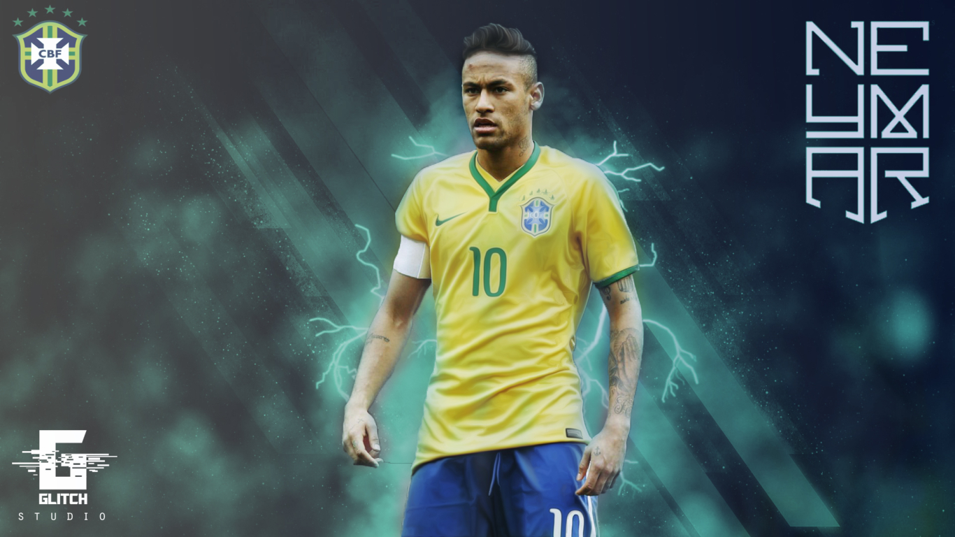 Download wallpaper: Neymar for Brazil national team 1366x768