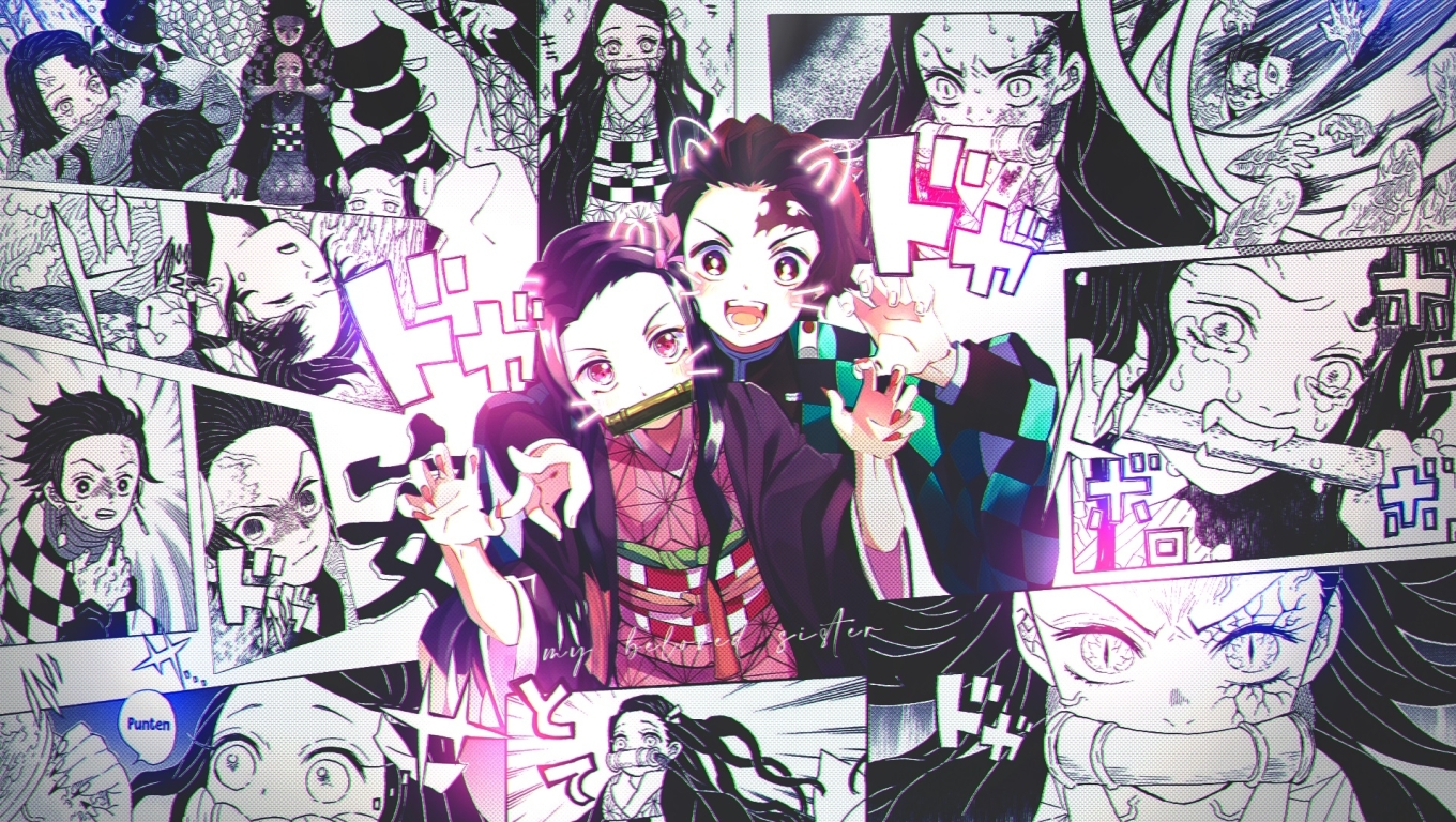 1360x768 Nezuko and Tanjirou Manga Desktop Laptop HD Wallpaper, HD