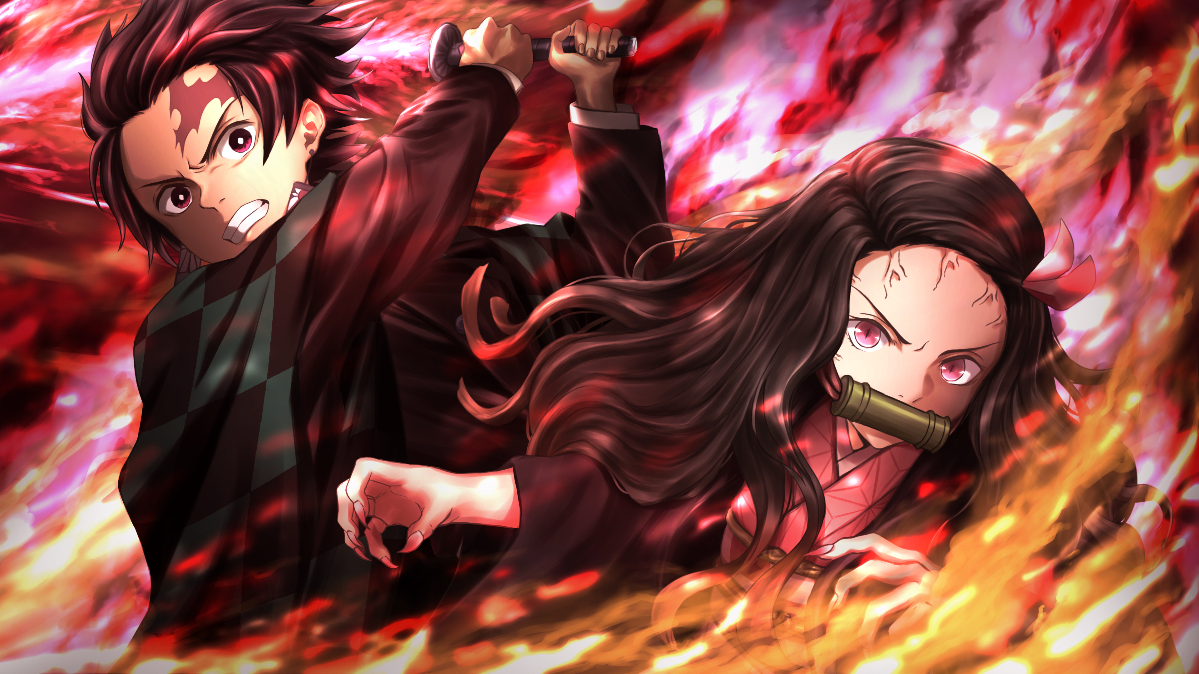 3840x2160 Nezuko And Tanjirou 4k Wallpaper Hd Anime 4k Wallpapers