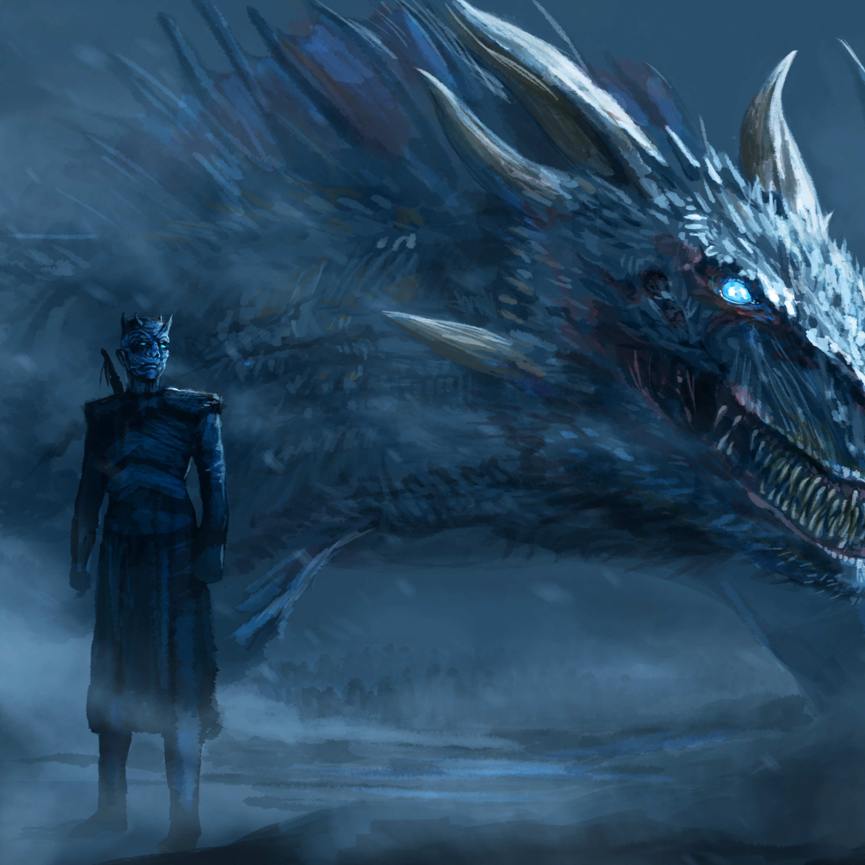 Night King Blue Eyes White Dragon, HD 4K Wallpaper