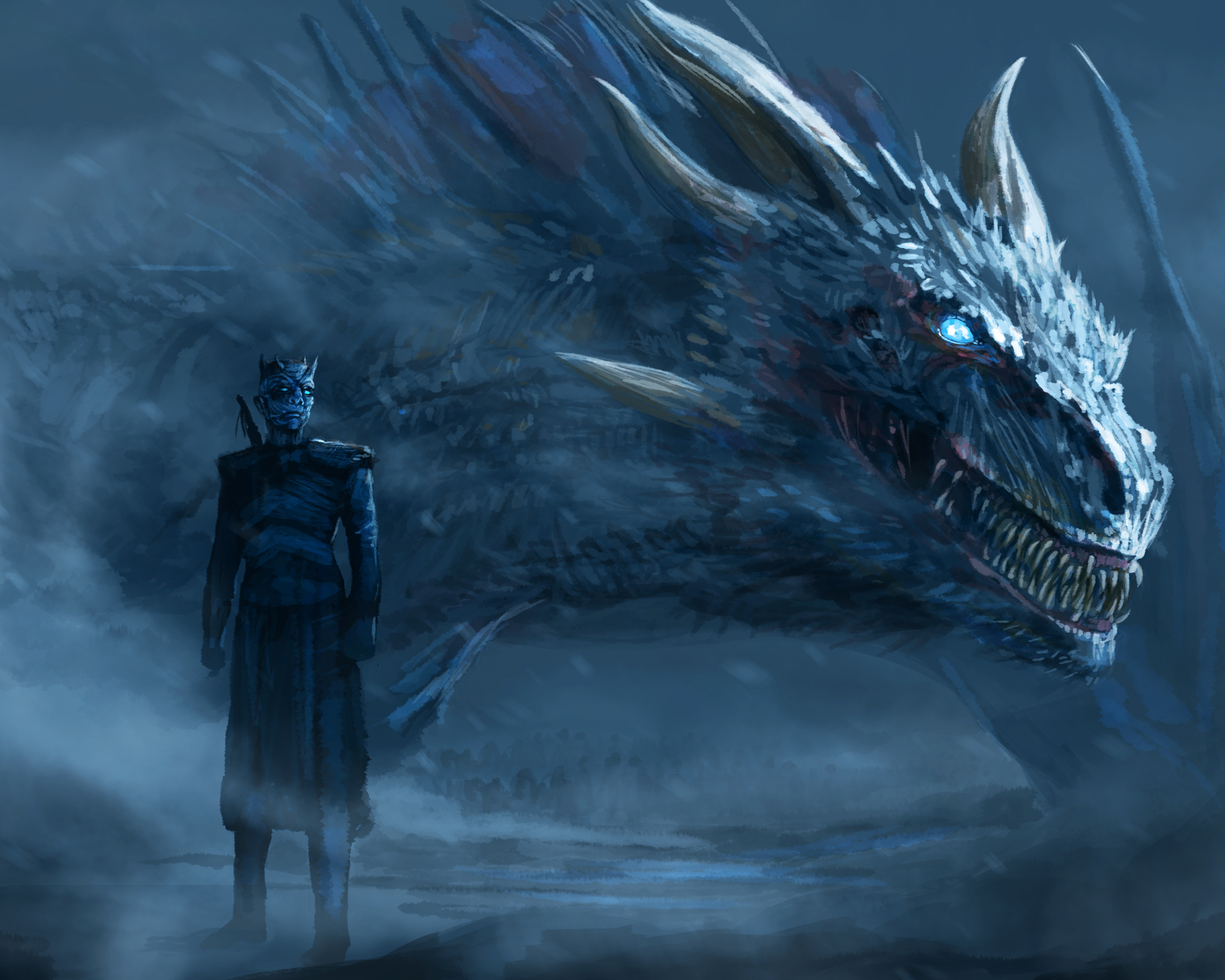 Night King Blue Eyes White Dragon Wallpaper Hd Movies 4k Wallpapers Images Photos And Background