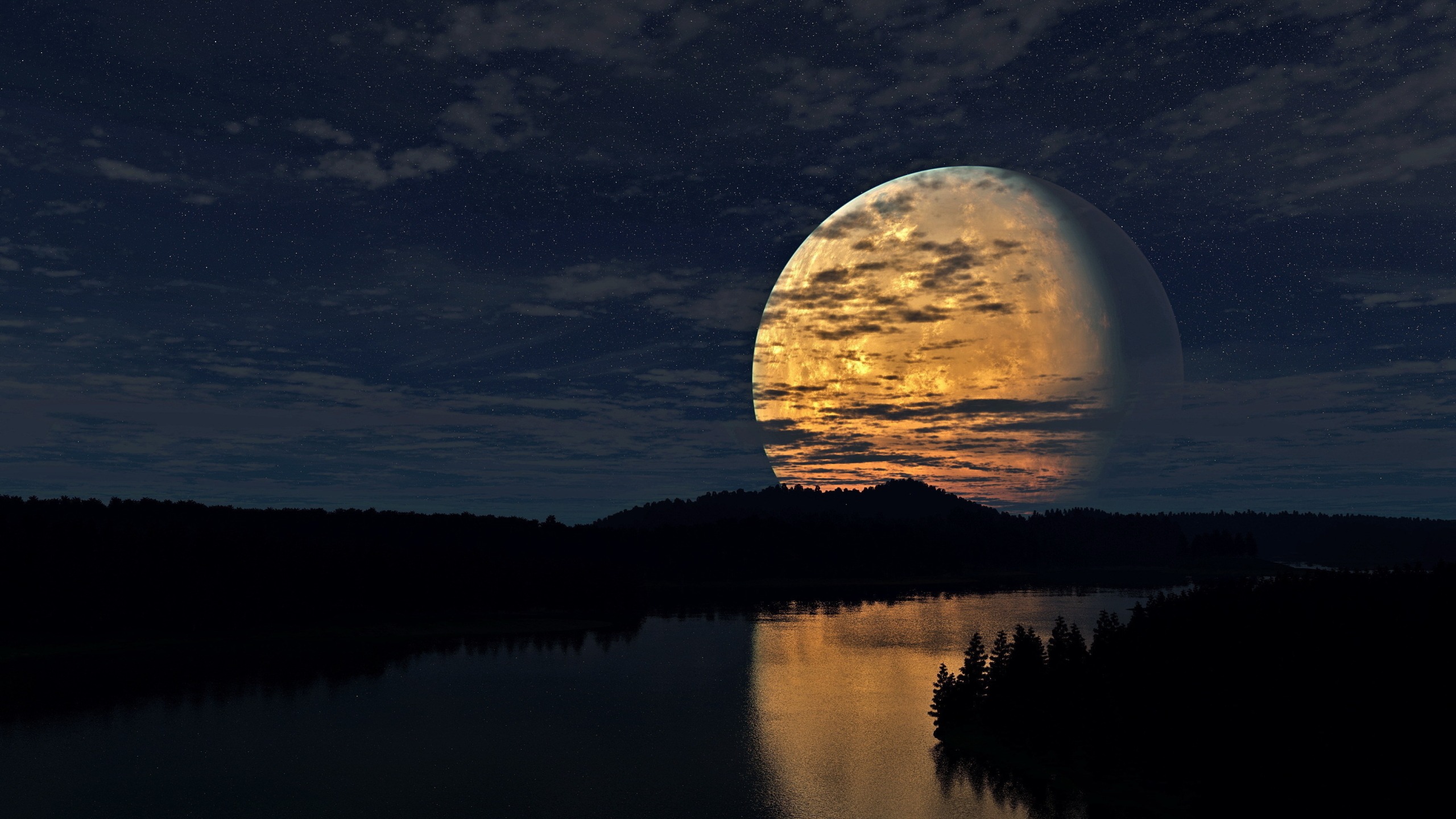 2560x1440 night, sky, moon 1440P Resolution Wallpaper, HD Nature 4K