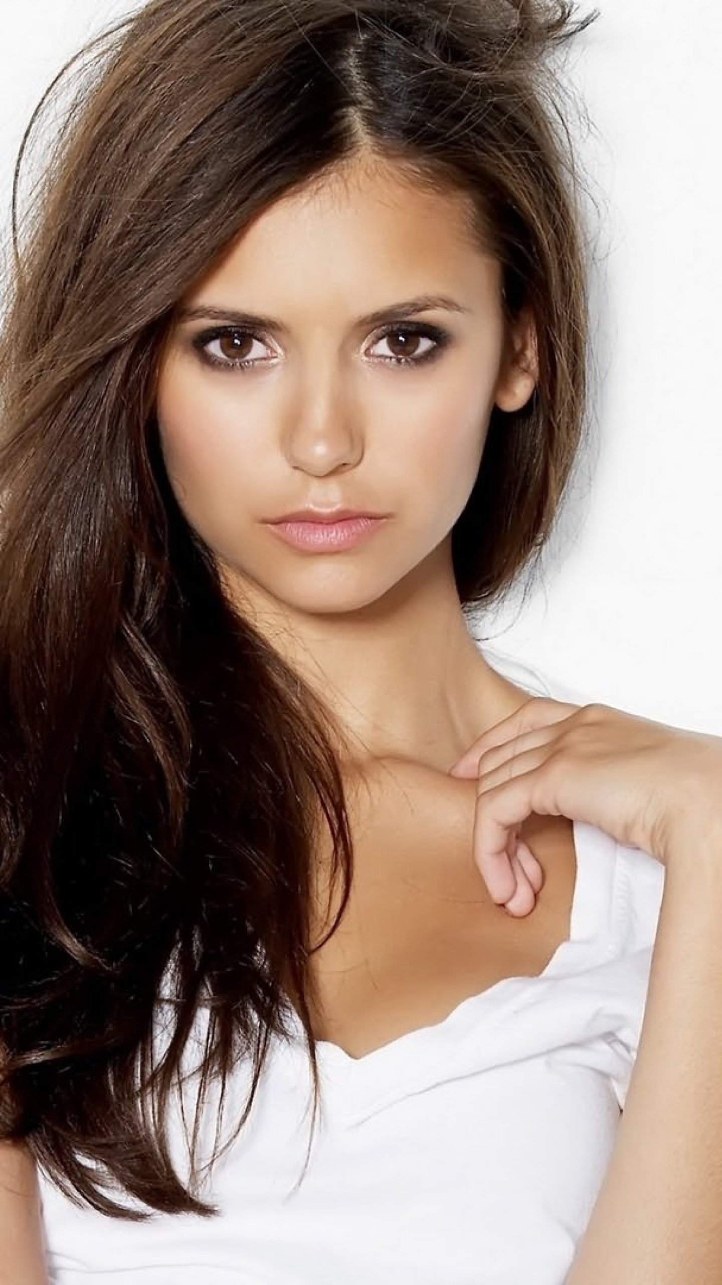 Nina Dobrev, Face, Eyes, Full HD Wallpaper