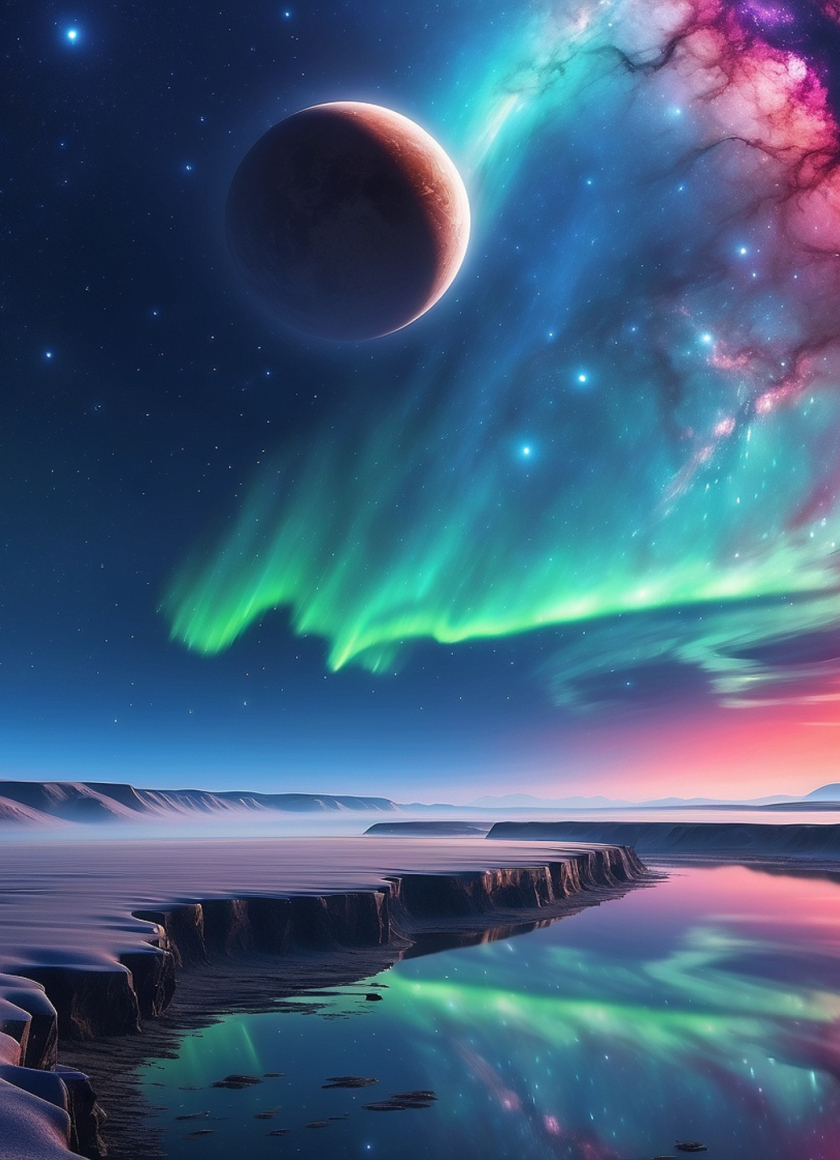 840x1160 Resolution Northern Lights and Planets HD Space Background ...