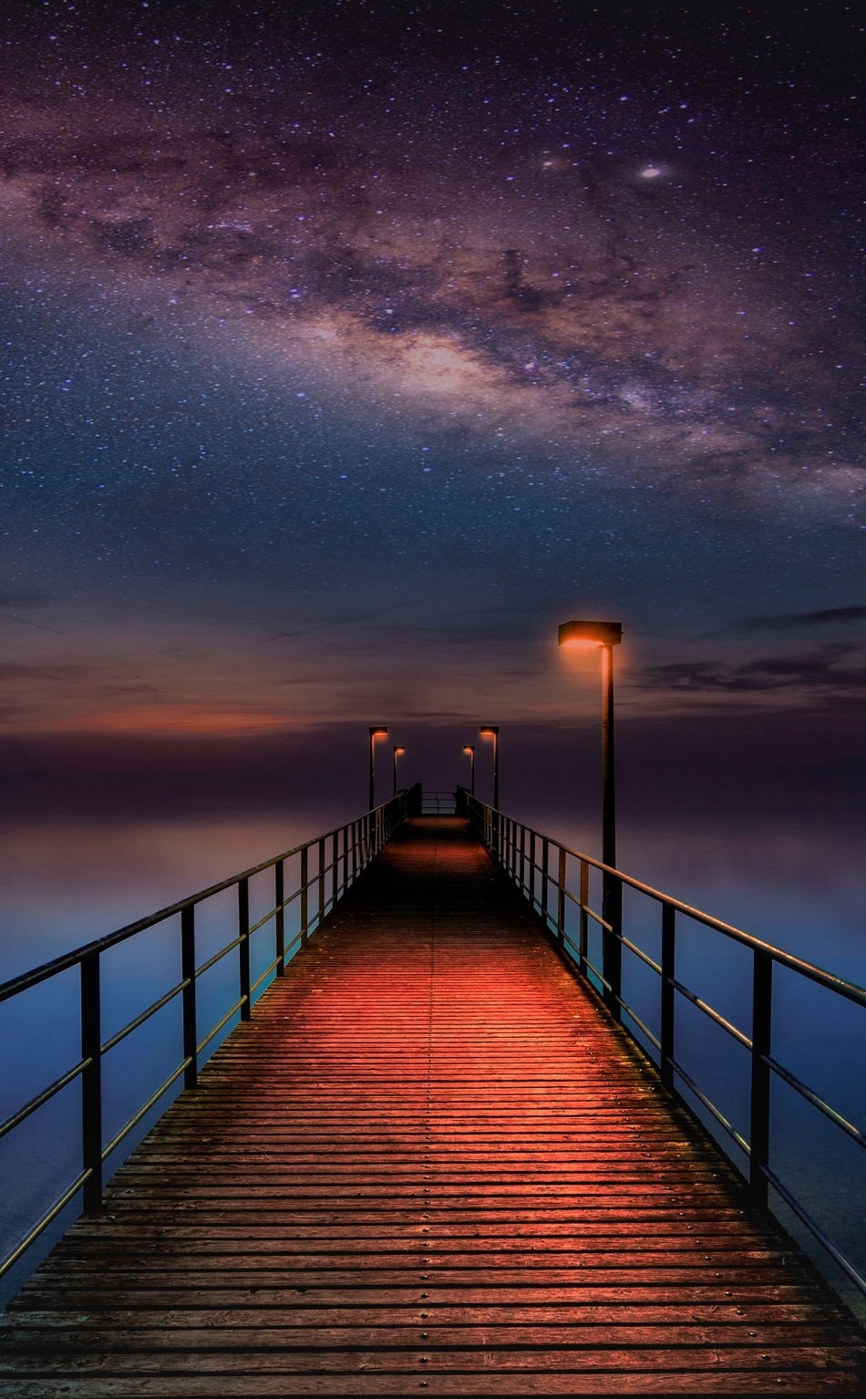 Ocean Pier Under Milky Way  Sky HD 4K  Wallpaper 