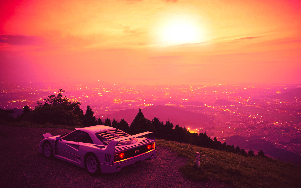 1280x800 Outrun Sunset 4K 1280x800 Resolution Wallpaper, HD Artist 4K