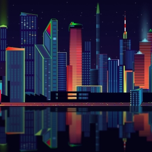 300x300 Resolution Panorama Vector City 300x300 Resolution Wallpaper ...