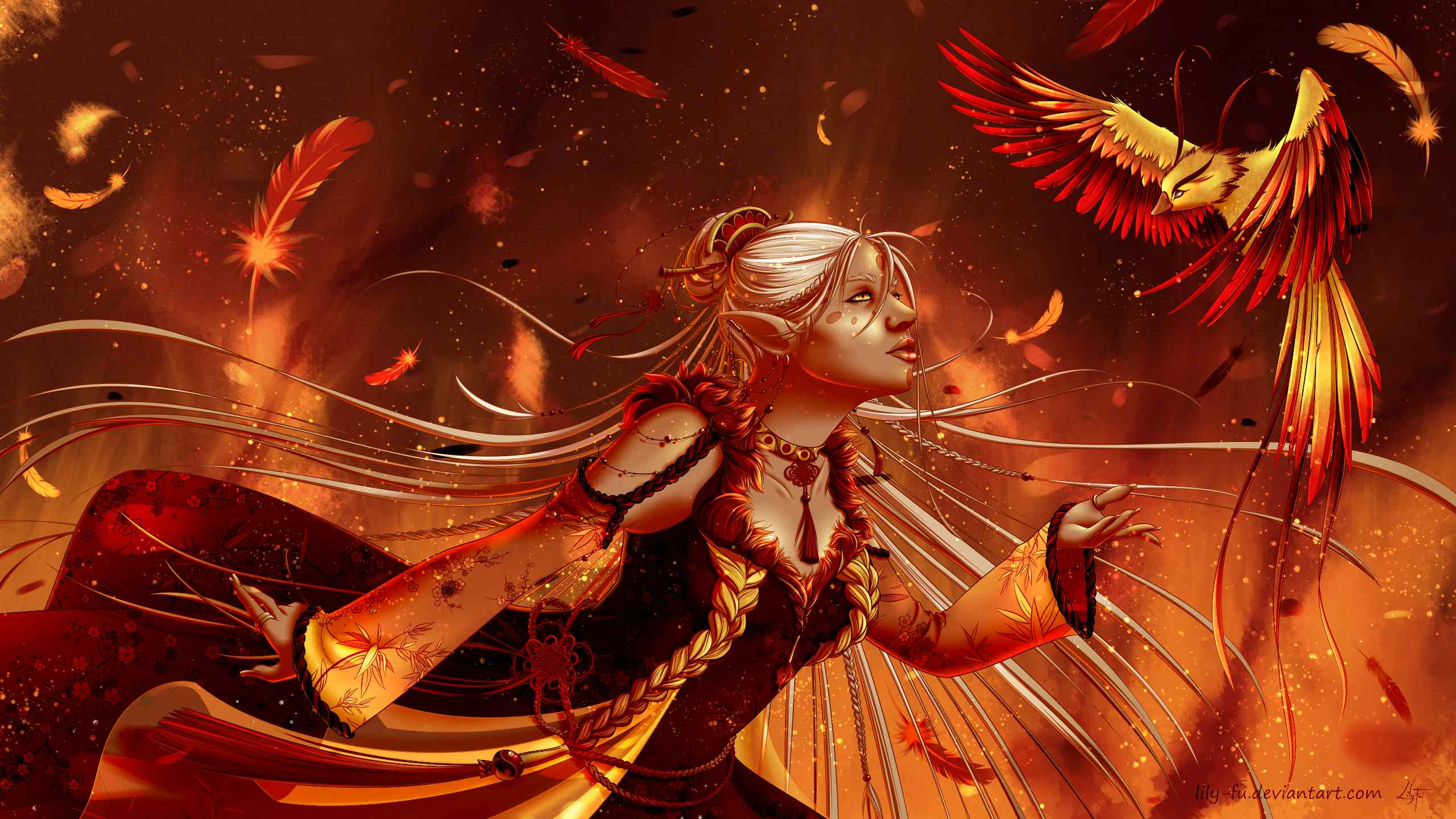 phoenix, girl, elf Wallpaper, HD Fantasy 4K Wallpapers, Images, Photos and  Background - Wallpapers Den